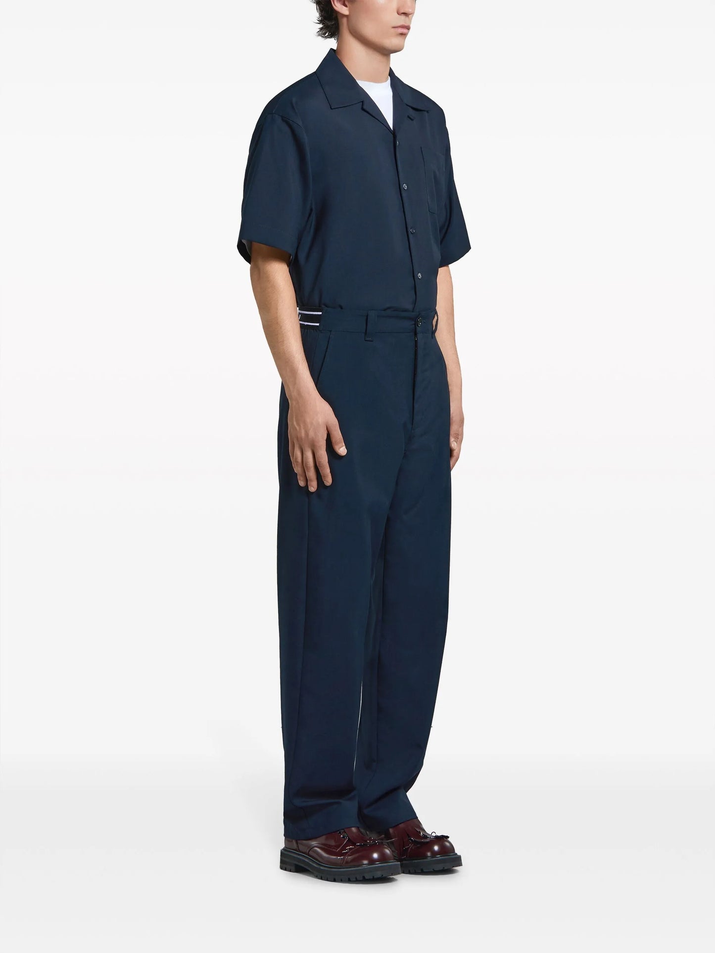 camp-collar virgin wool shirt