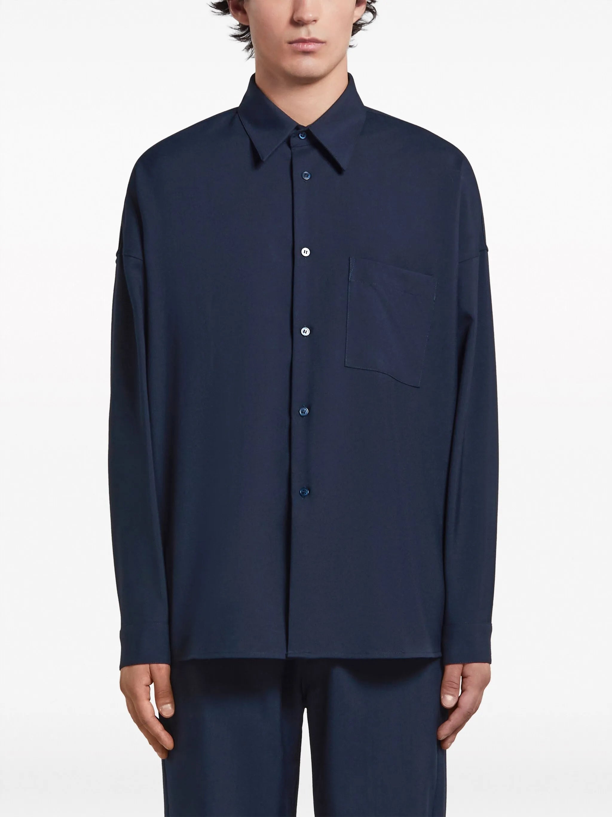 tropical wool long-sleeved shirt