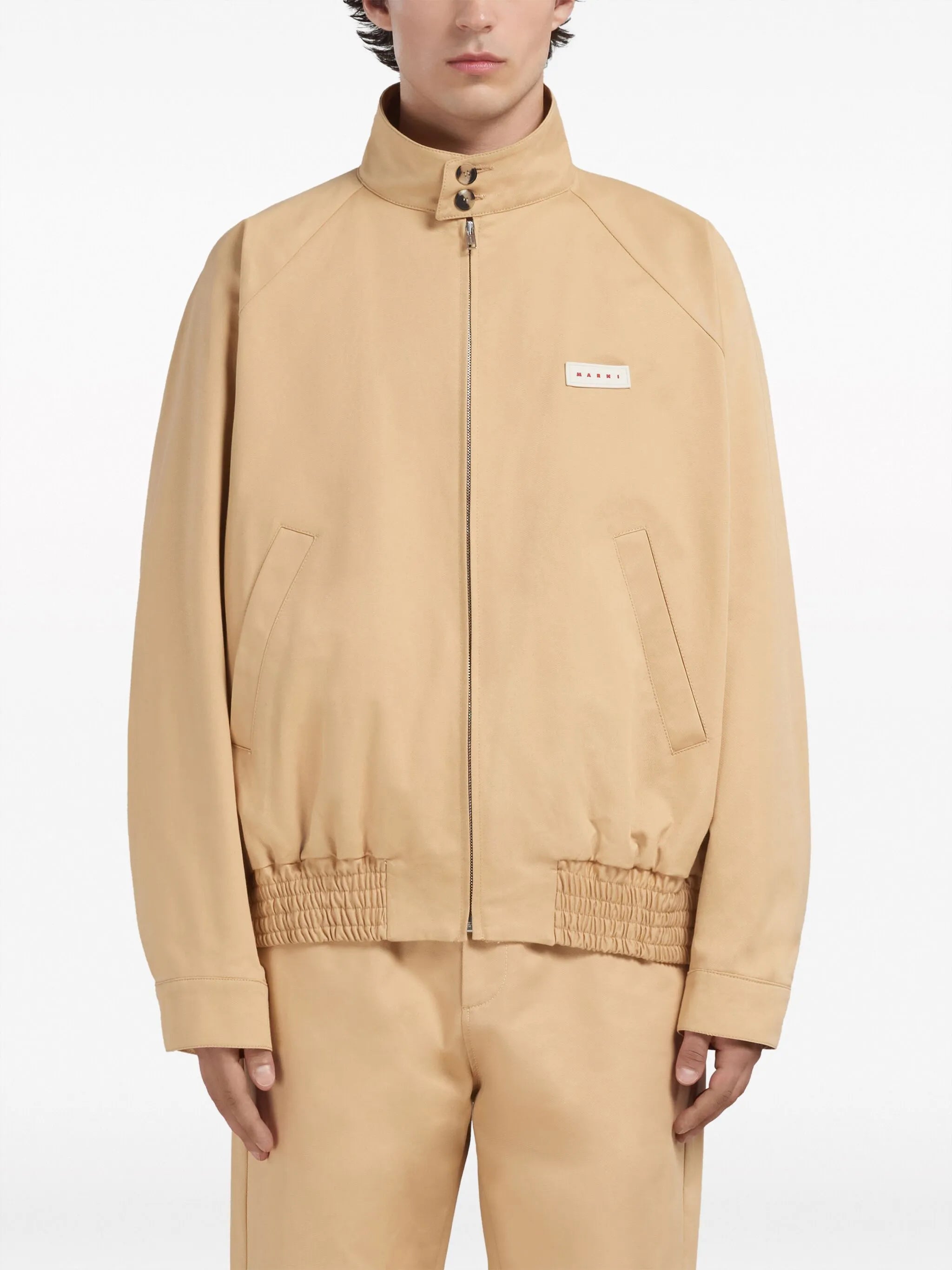 logo-patch cotton bomber jacket