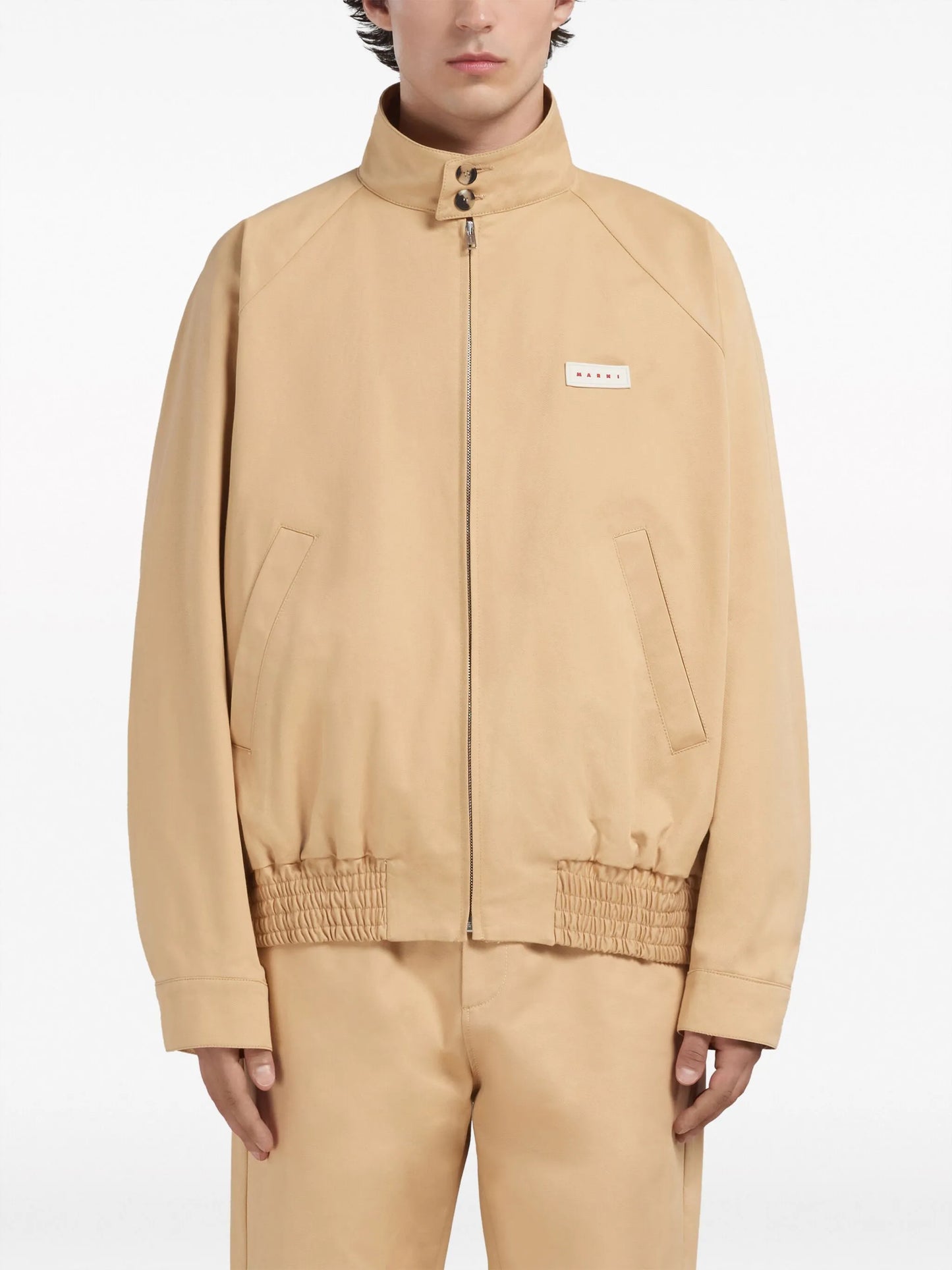 logo-patch cotton bomber jacket