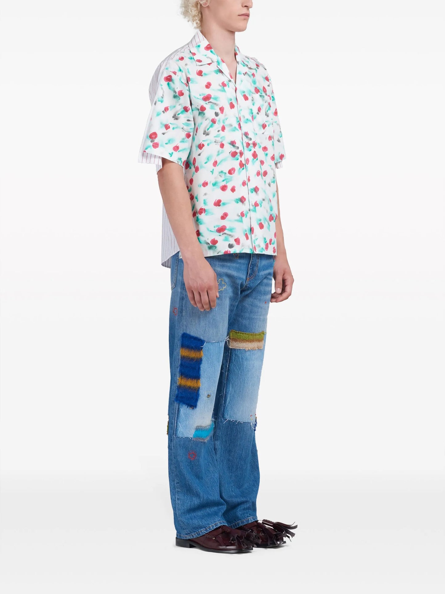 mix-print panelled shirt
