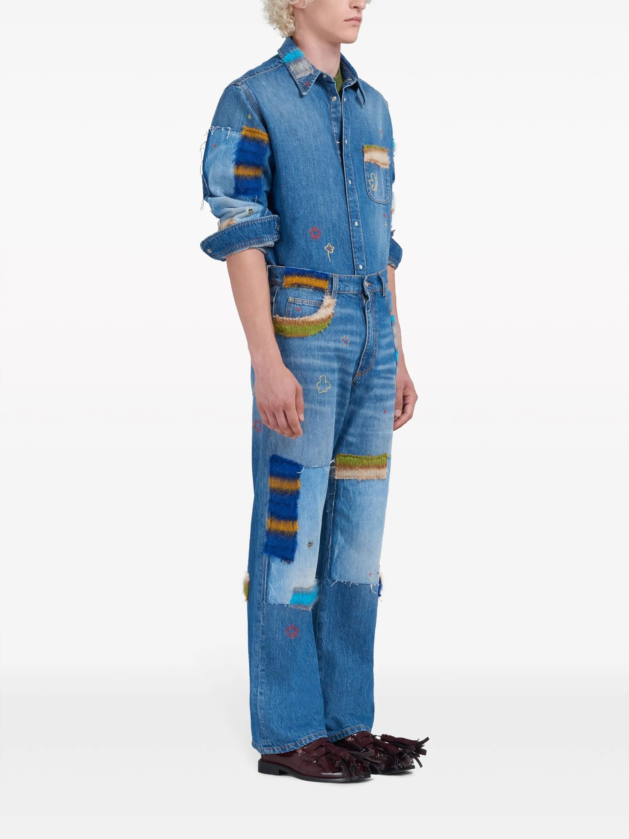 embroidered denim shirt