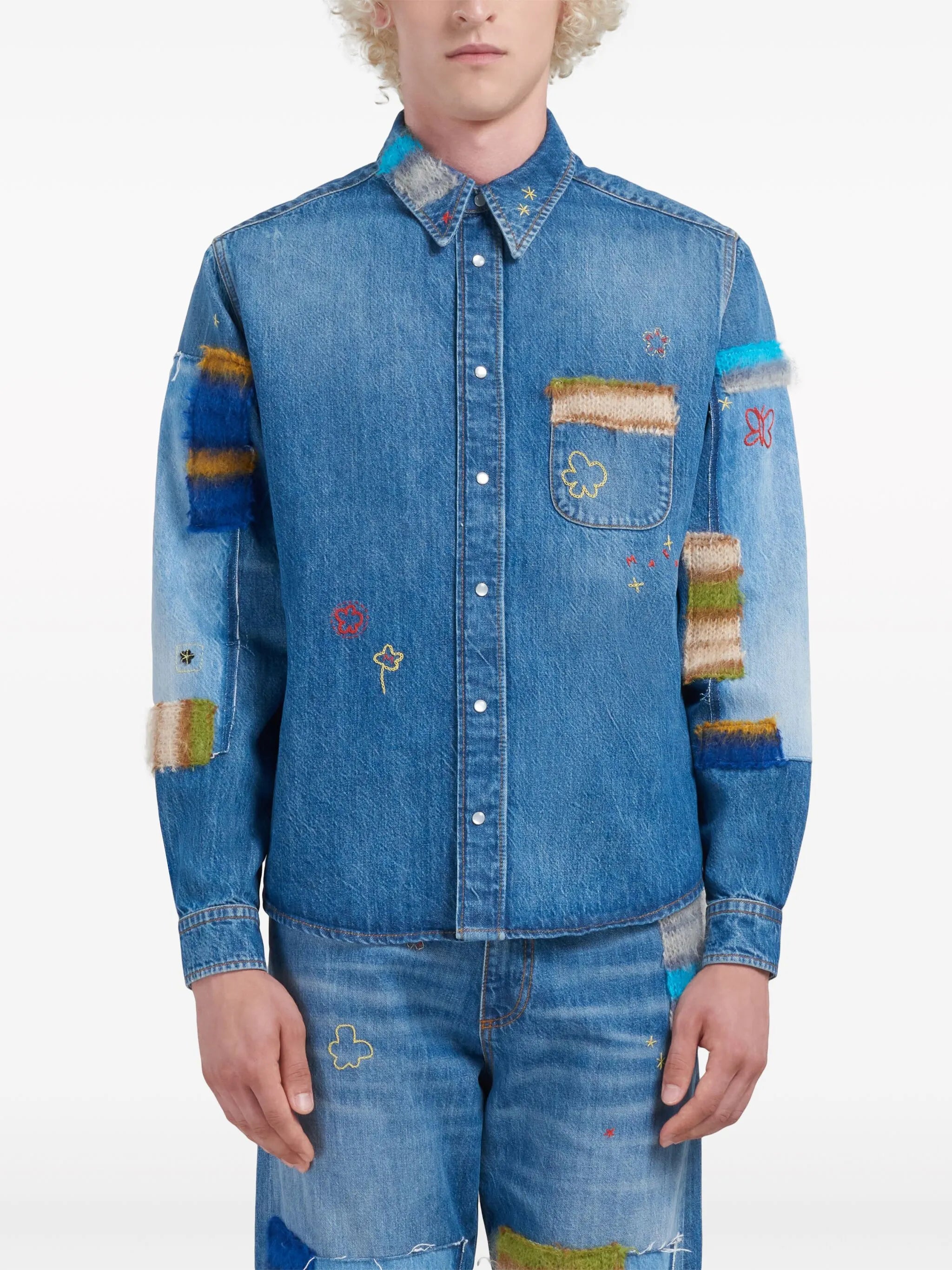 embroidered denim shirt