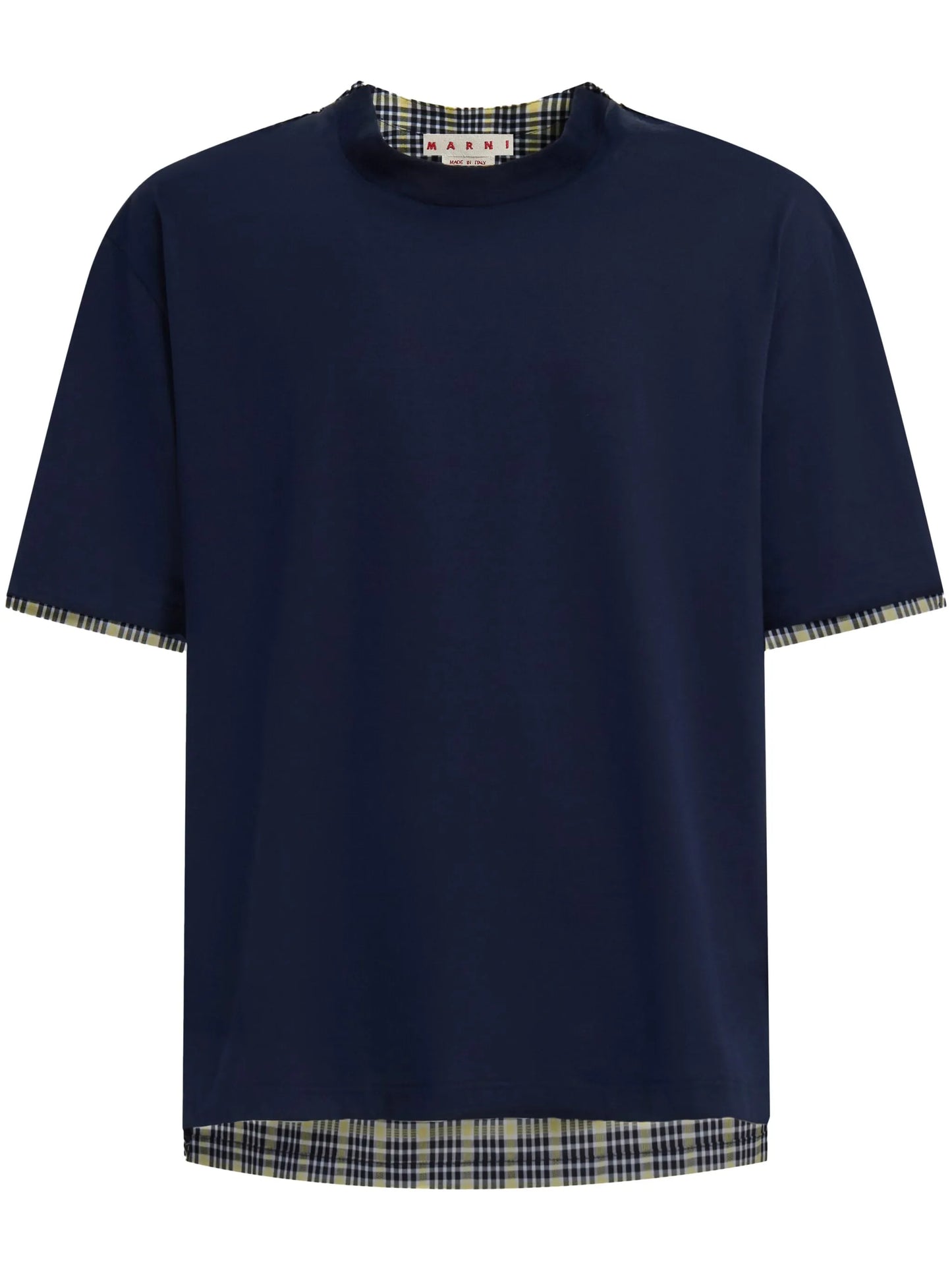 plaid-check panel cotton T-shirt