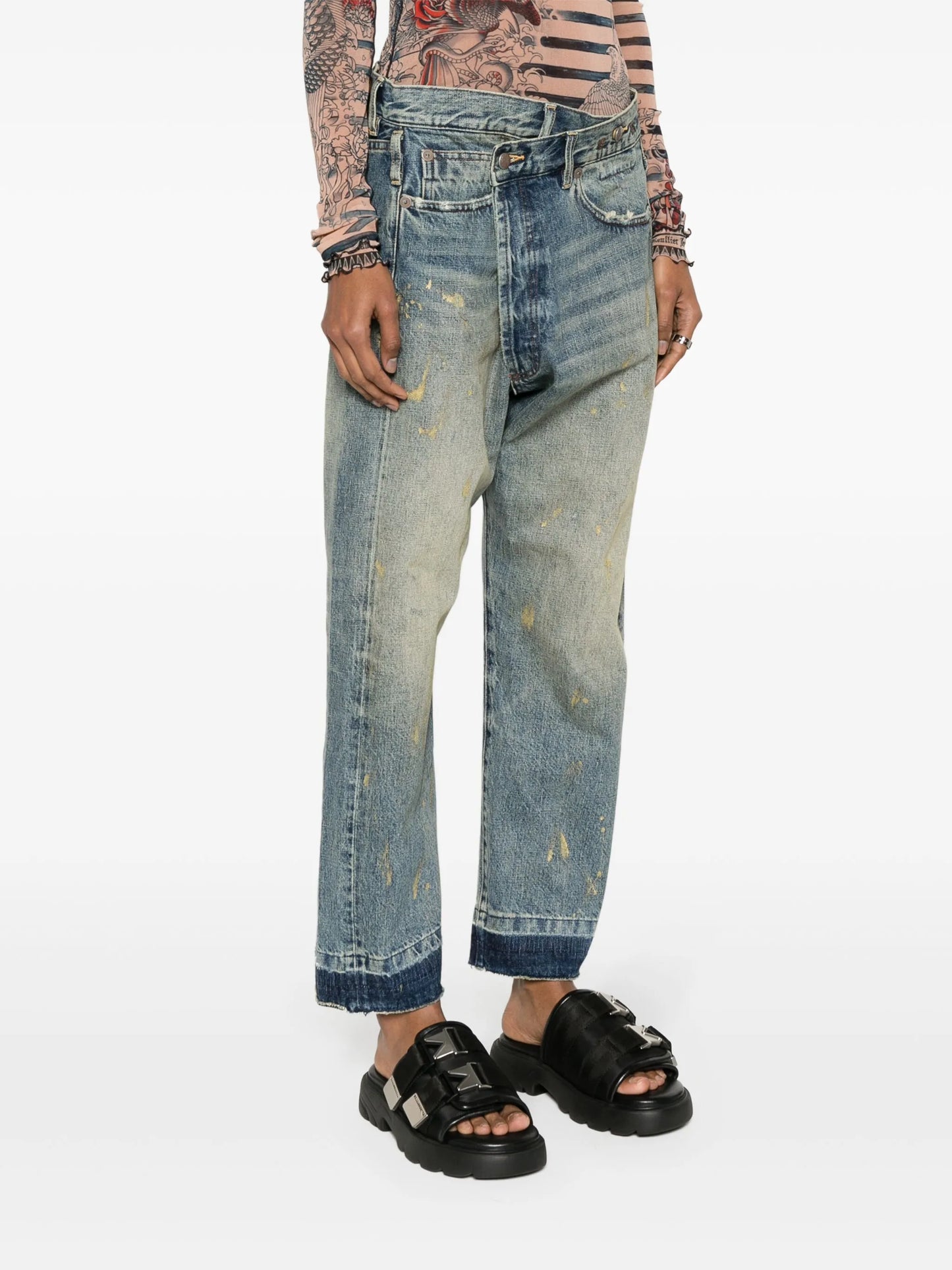 Crossover high-rise cropped jeans
