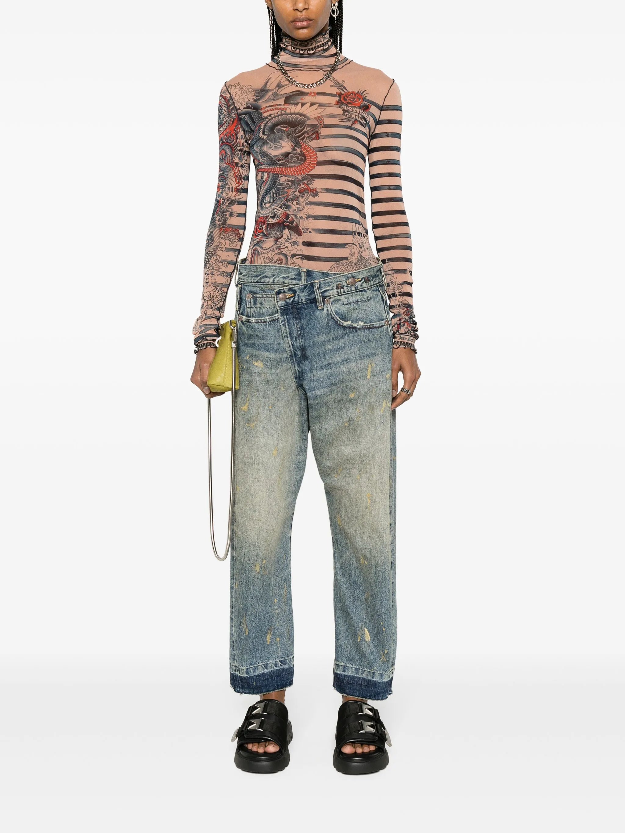Crossover high-rise cropped jeans