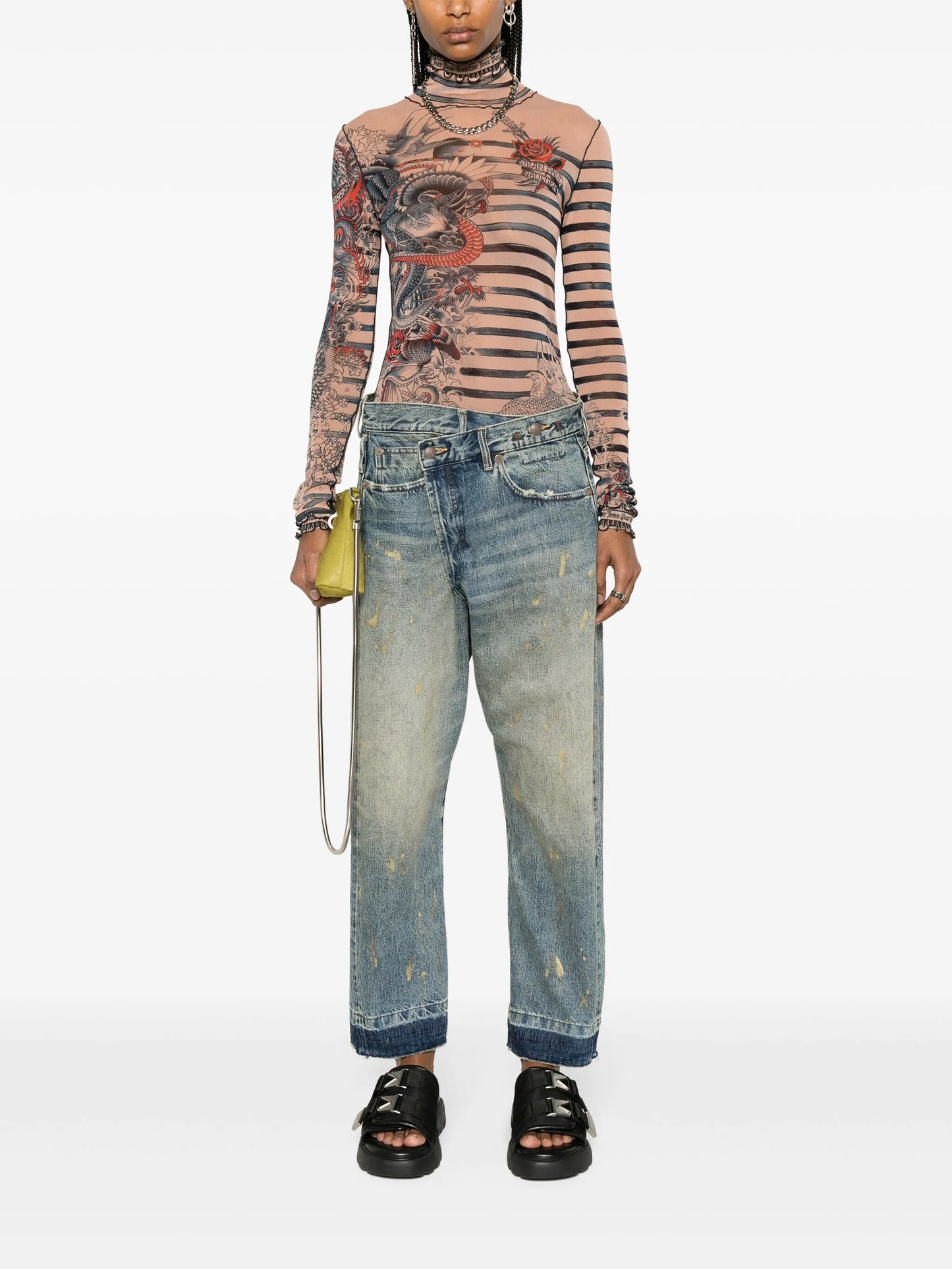 Crossover high-rise cropped jeans