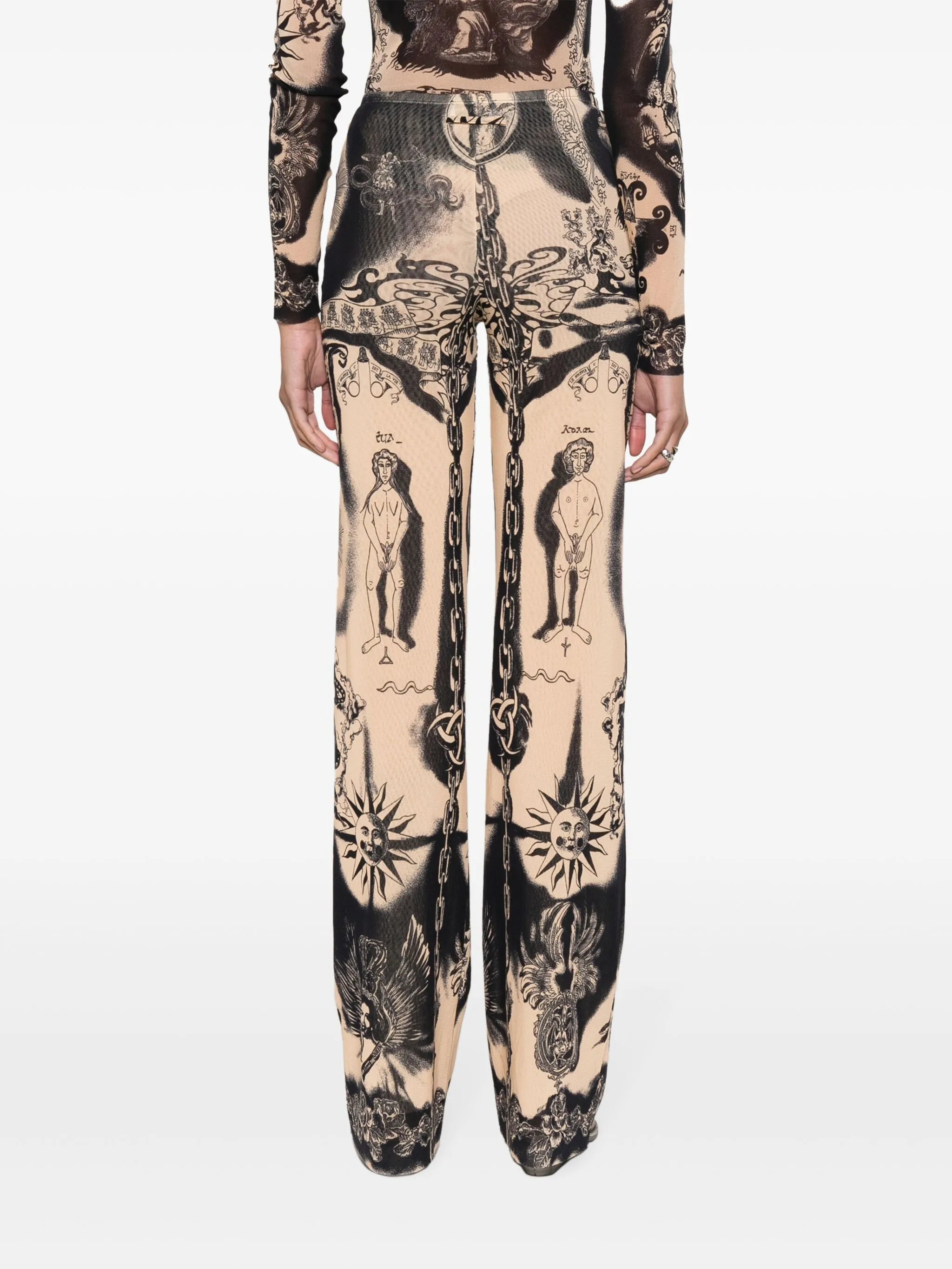 graphic-print flared trousers