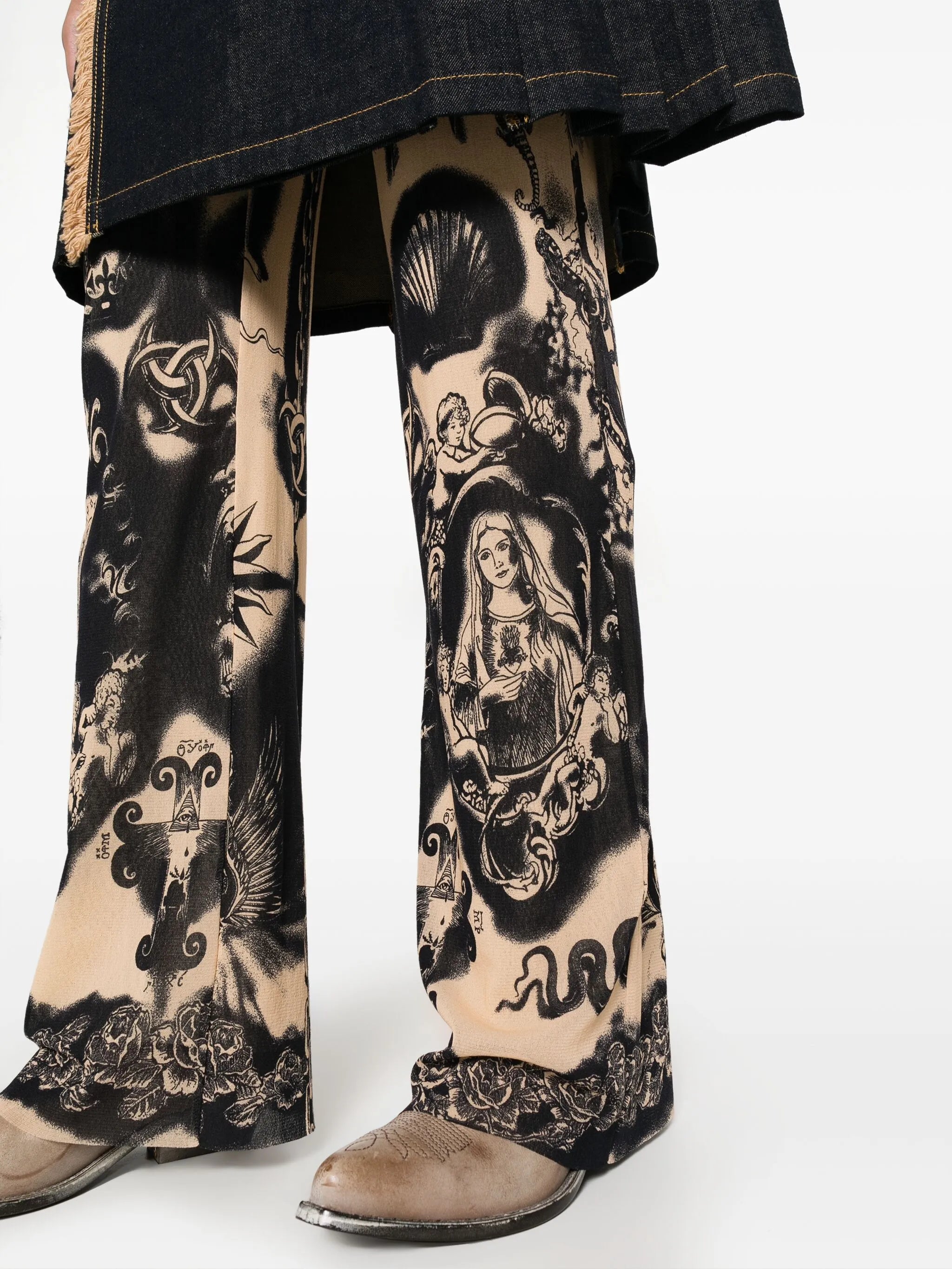 graphic-print flared trousers