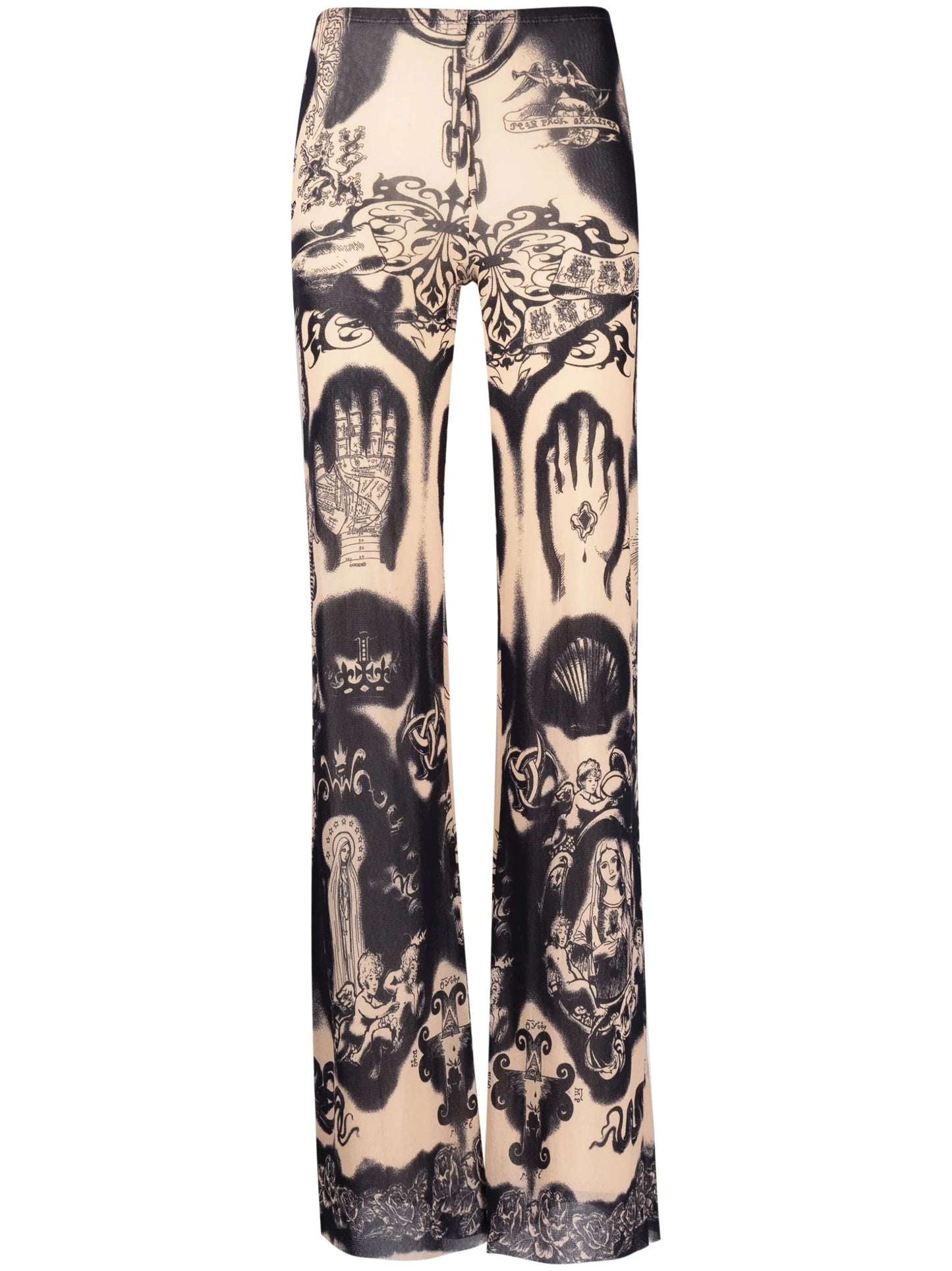 graphic-print flared trousers