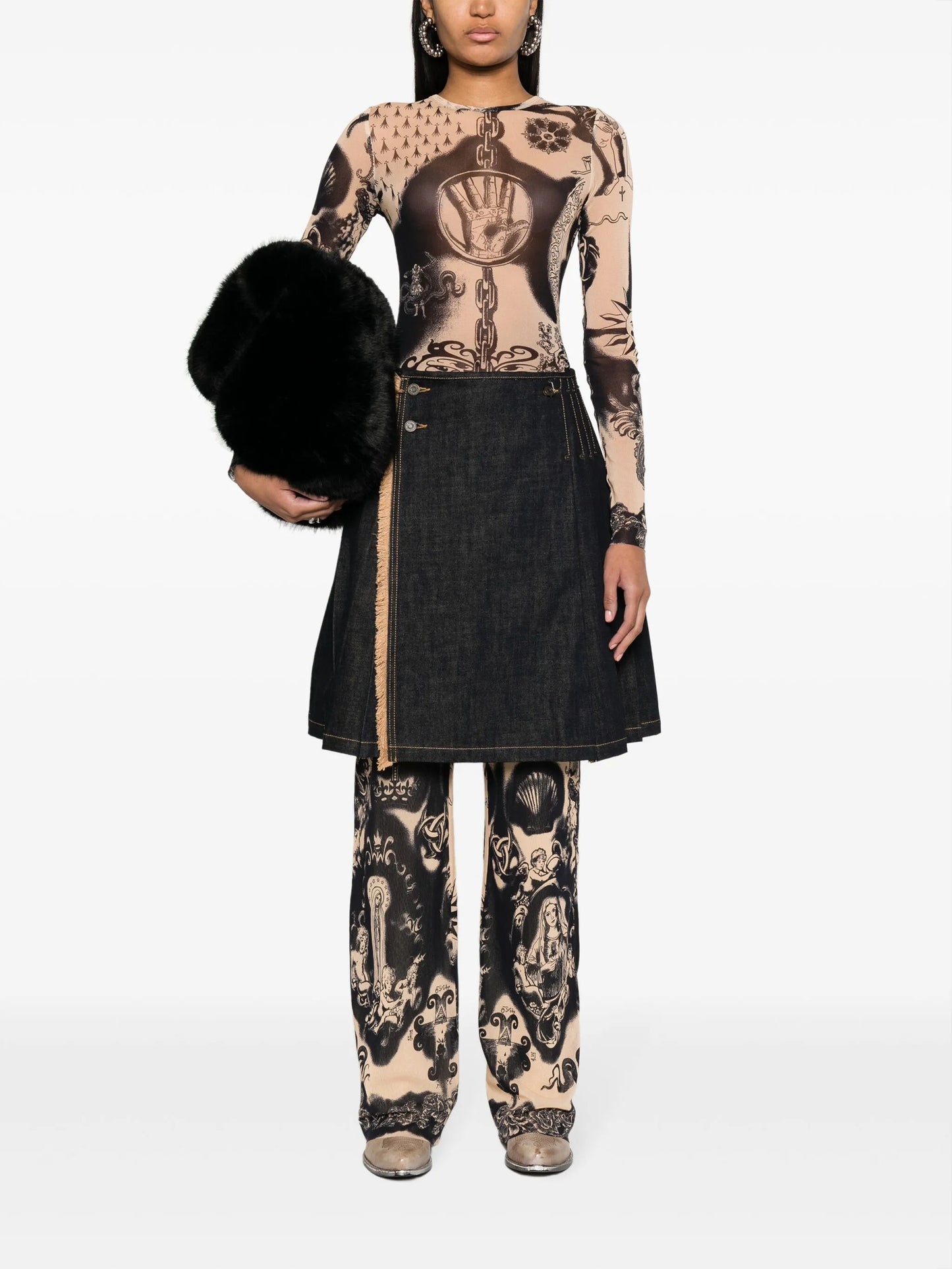 graphic-print flared trousers