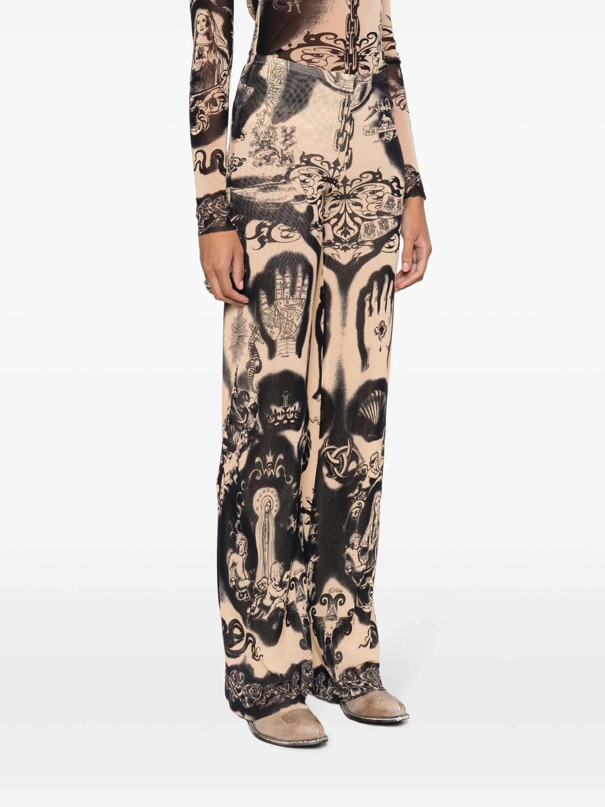 graphic-print flared trousers