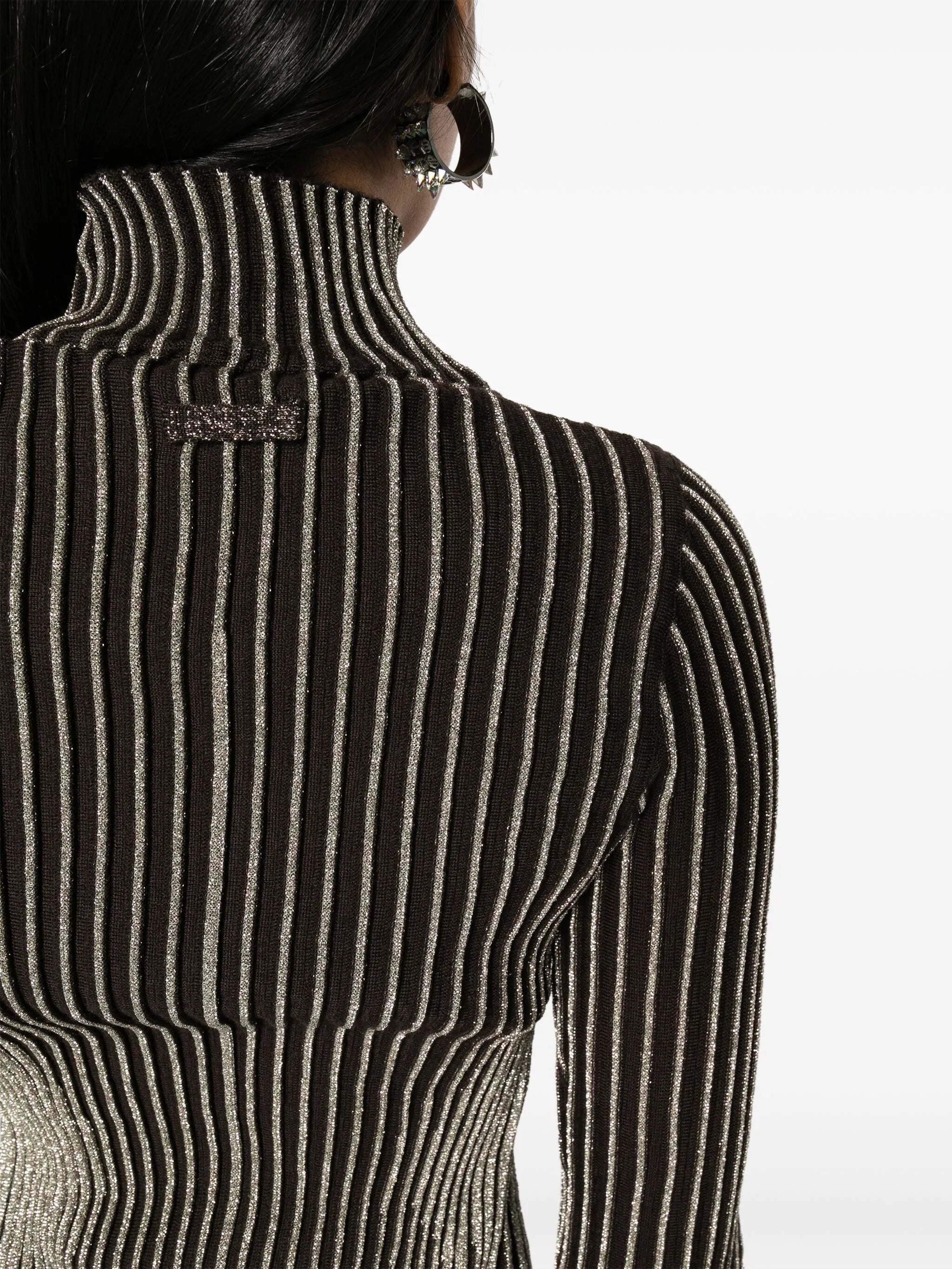 metallic-striped wool-blend jumper
