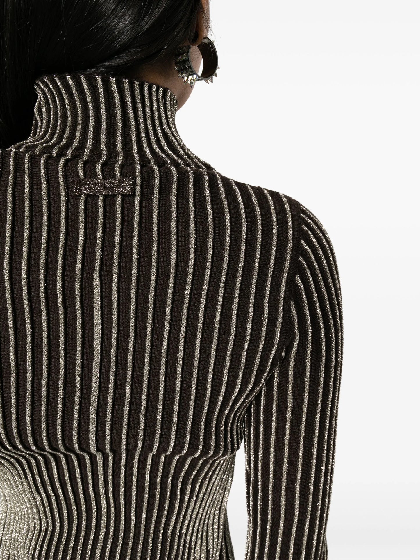 metallic-striped wool-blend jumper