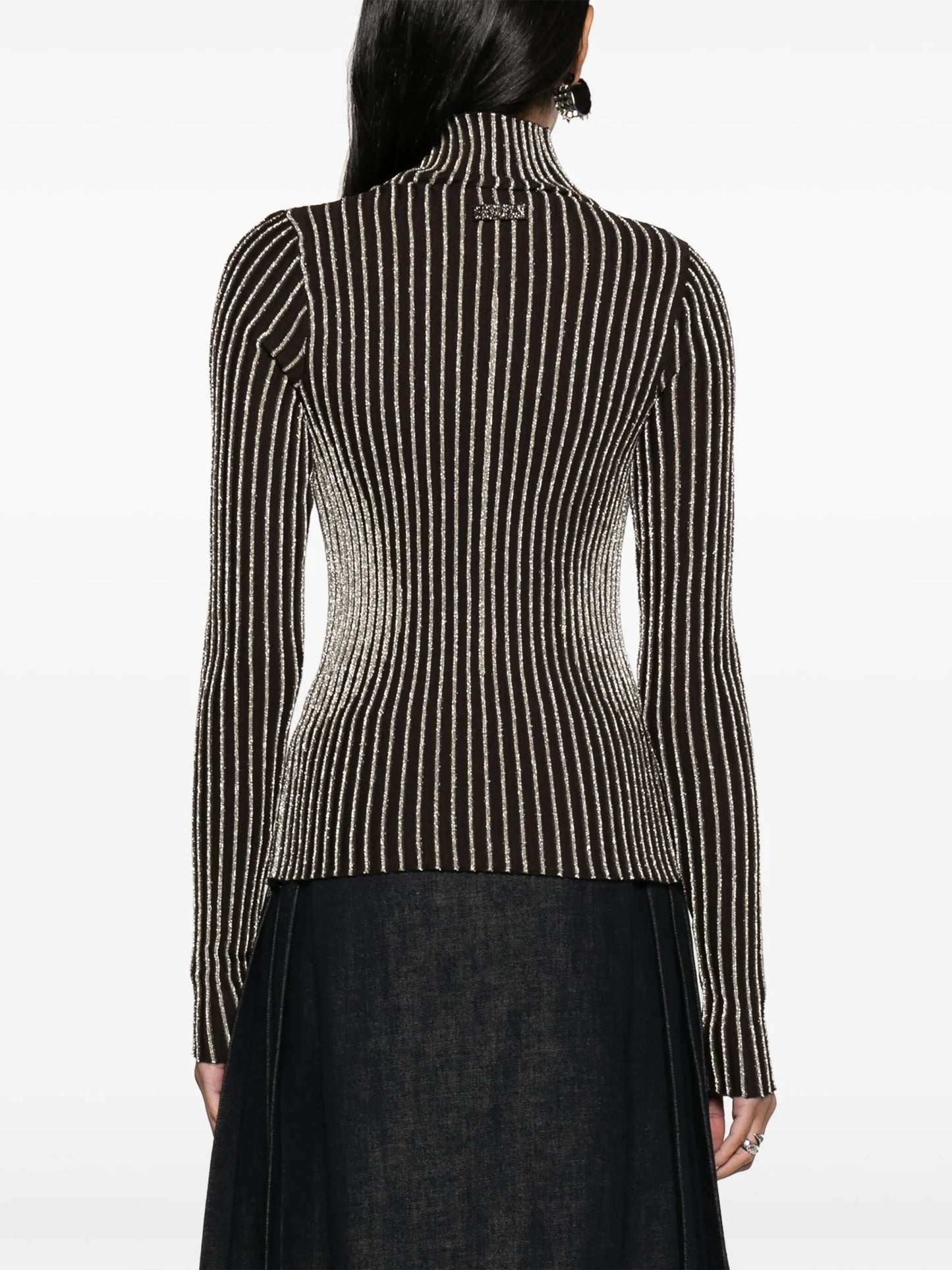 metallic-striped wool-blend jumper