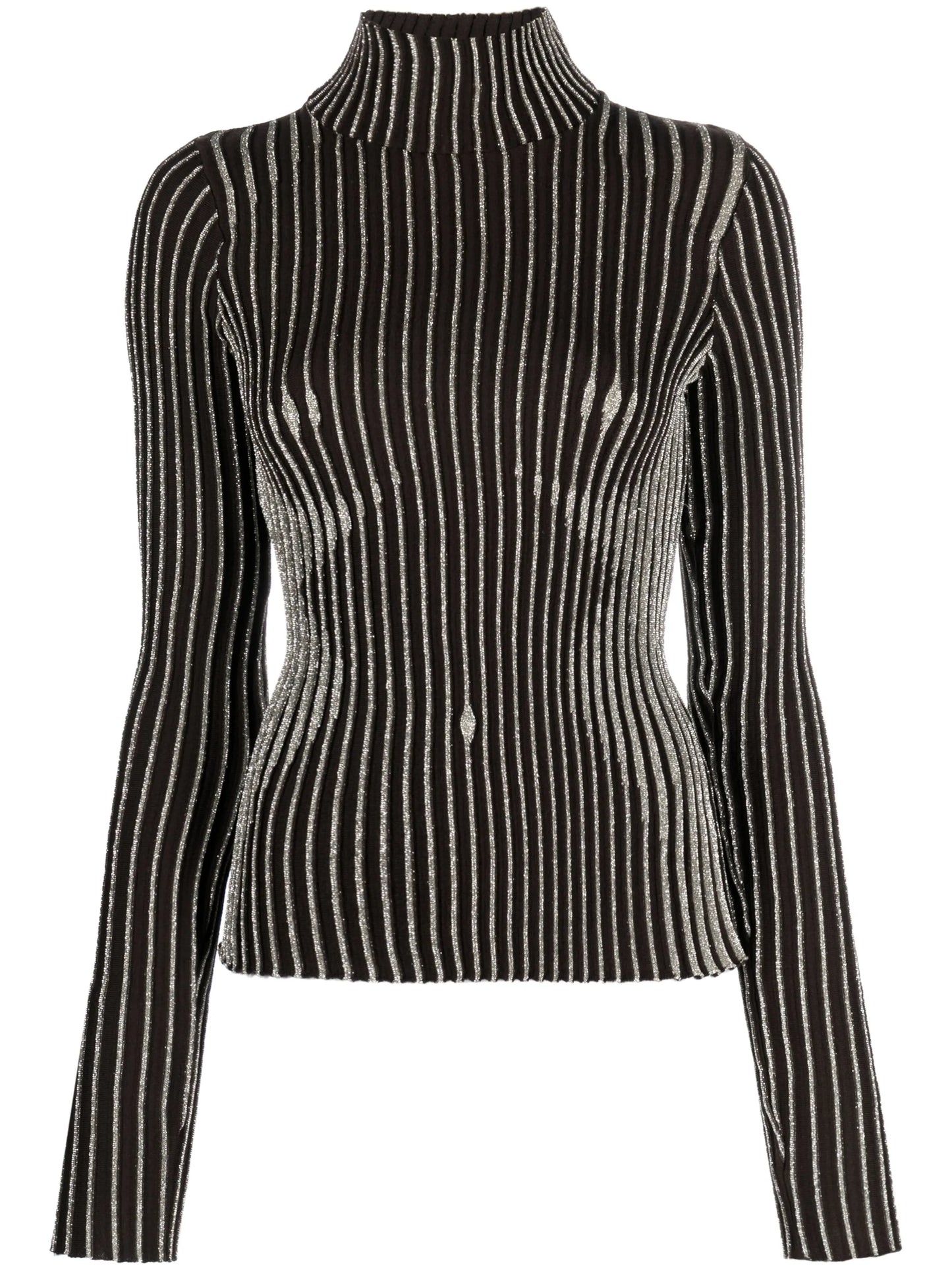 metallic-striped wool-blend jumper
