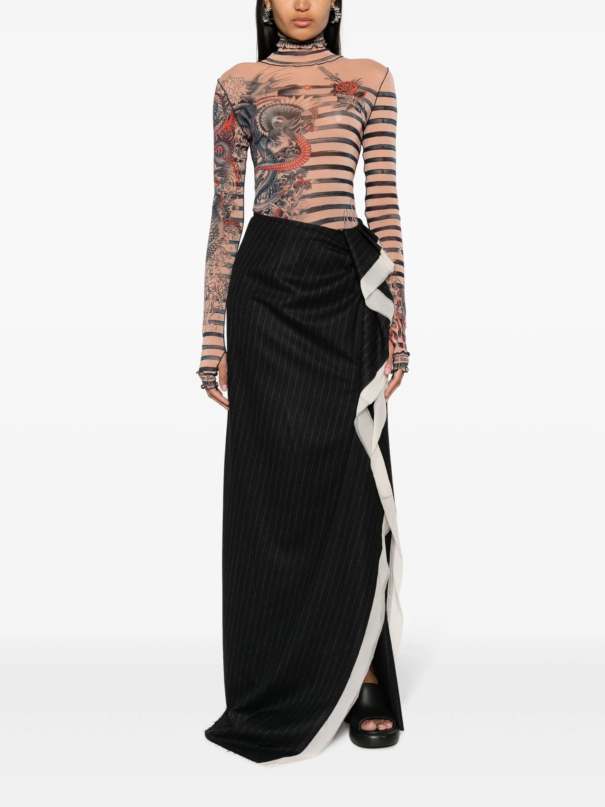 graphic-print striped top