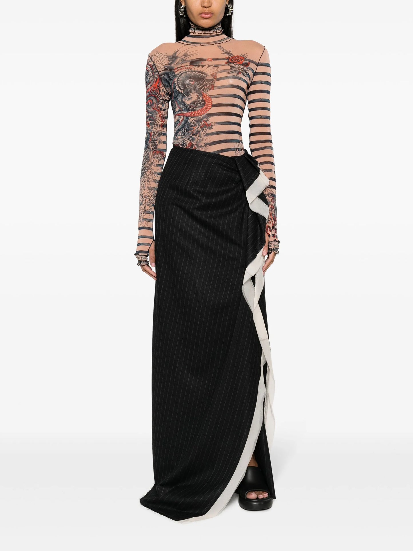graphic-print striped top