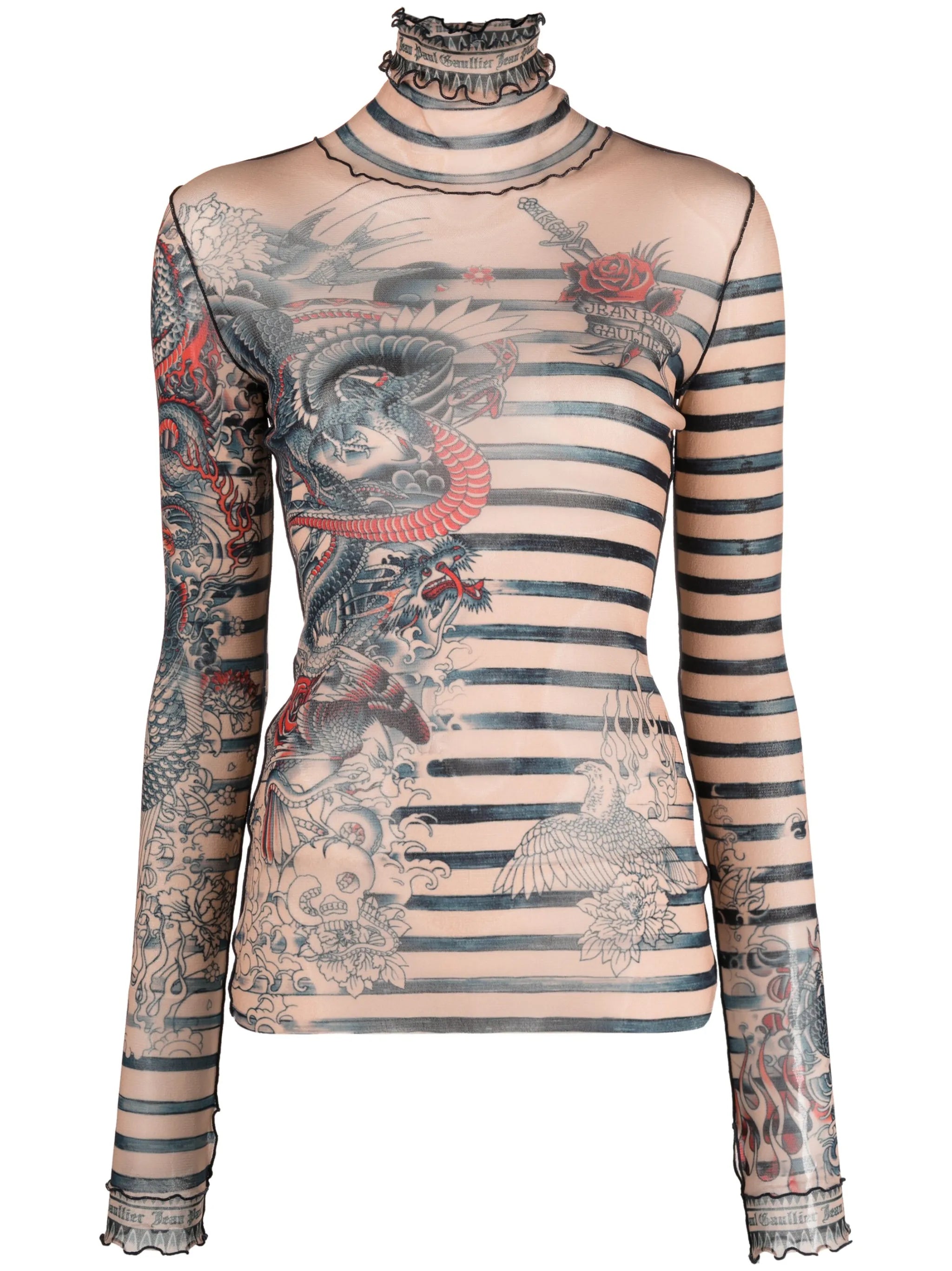 graphic-print striped top