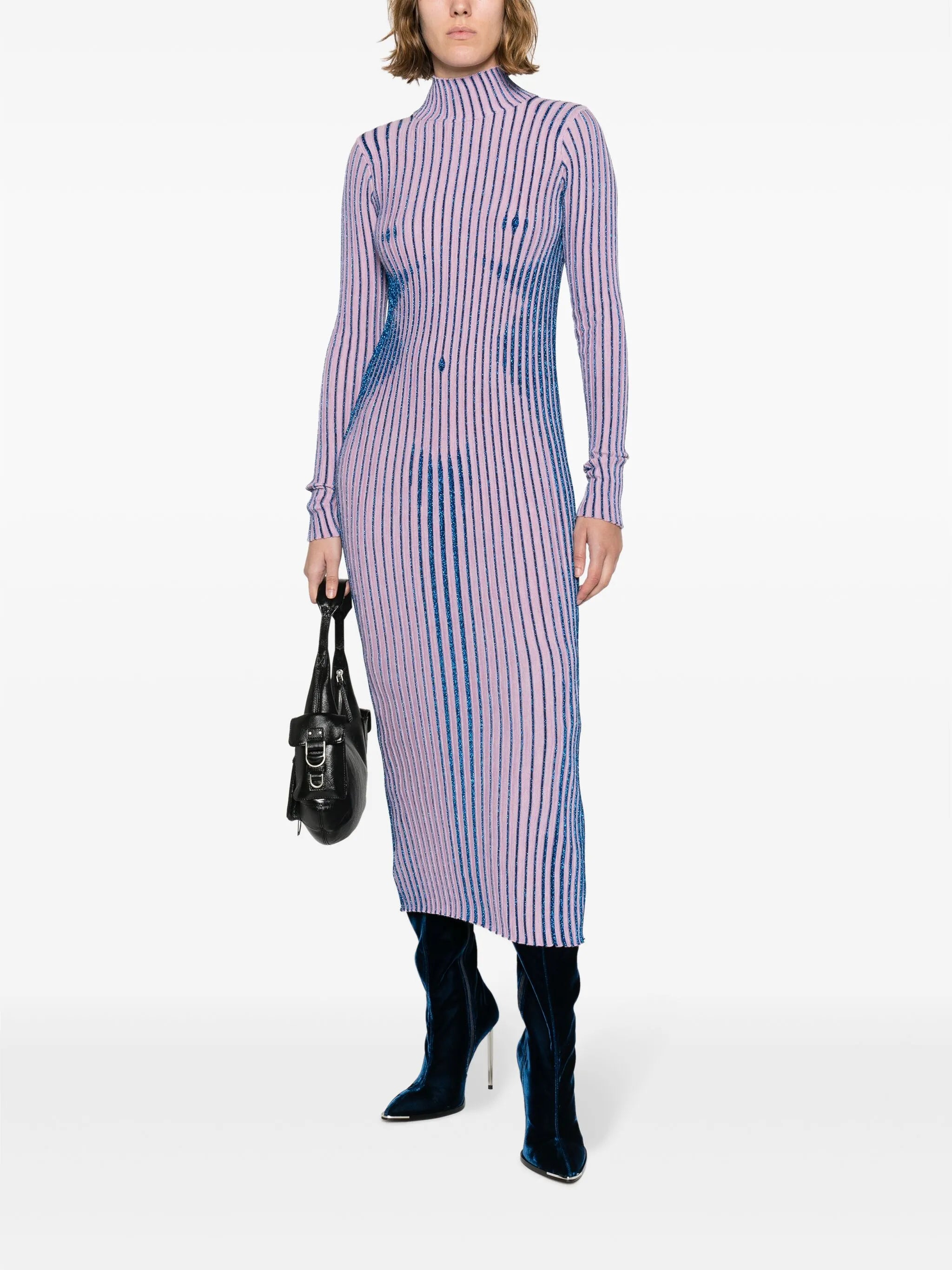 trompe l'oeil lurex midi dress