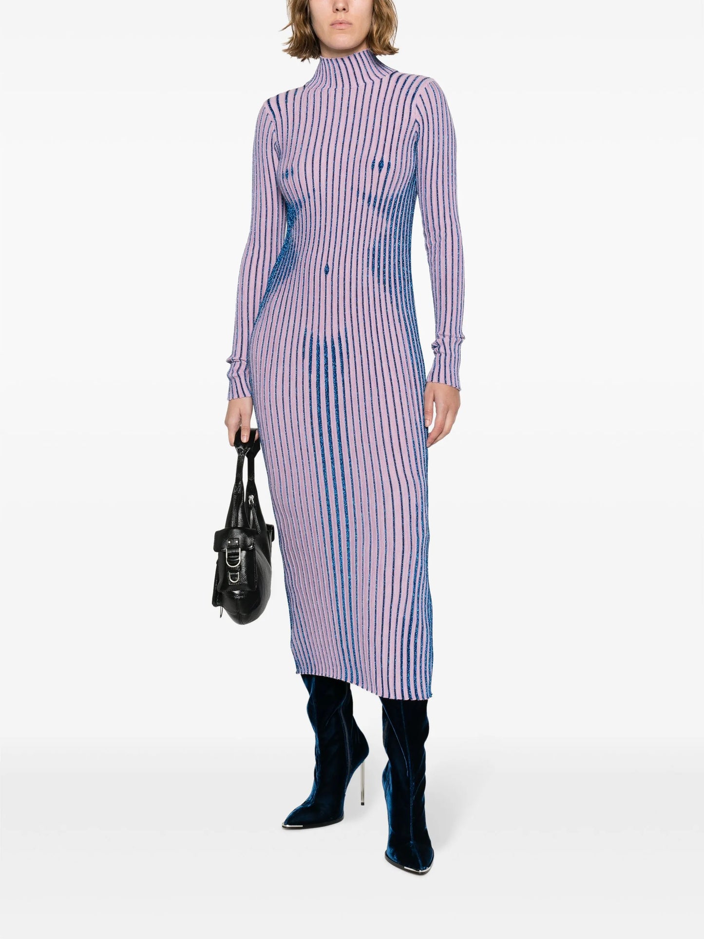 trompe l'oeil lurex midi dress
