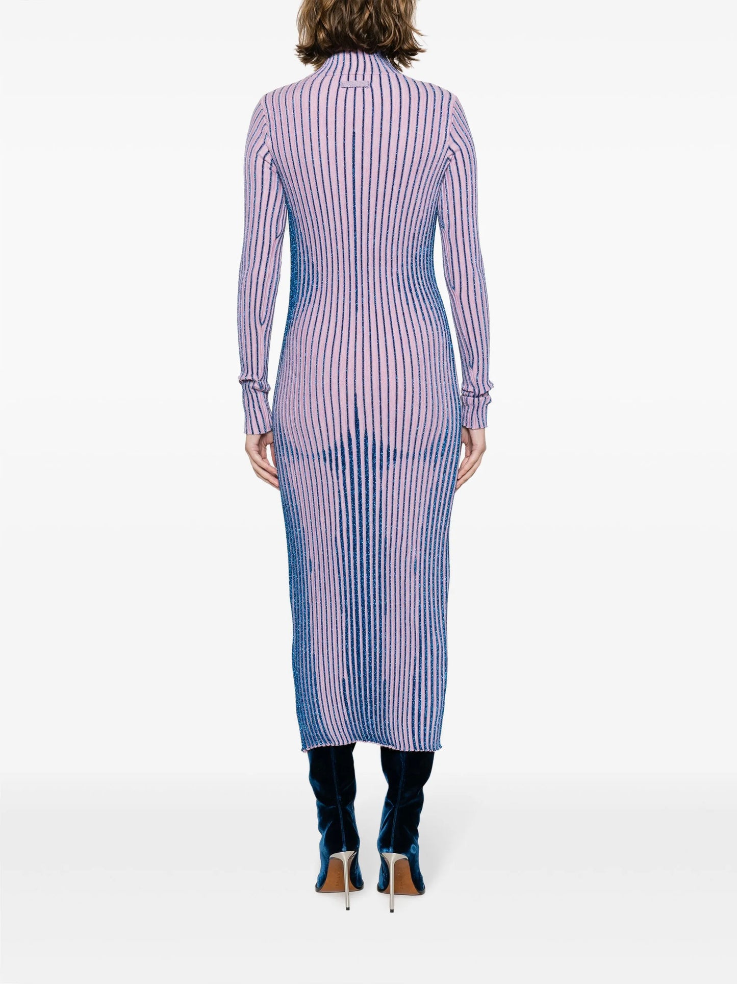 trompe l'oeil lurex midi dress