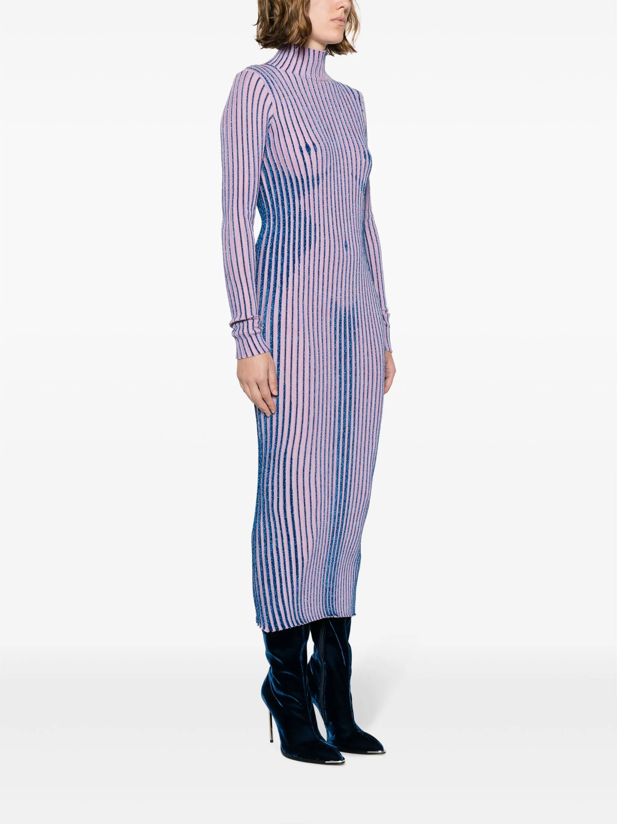 trompe l'oeil lurex midi dress