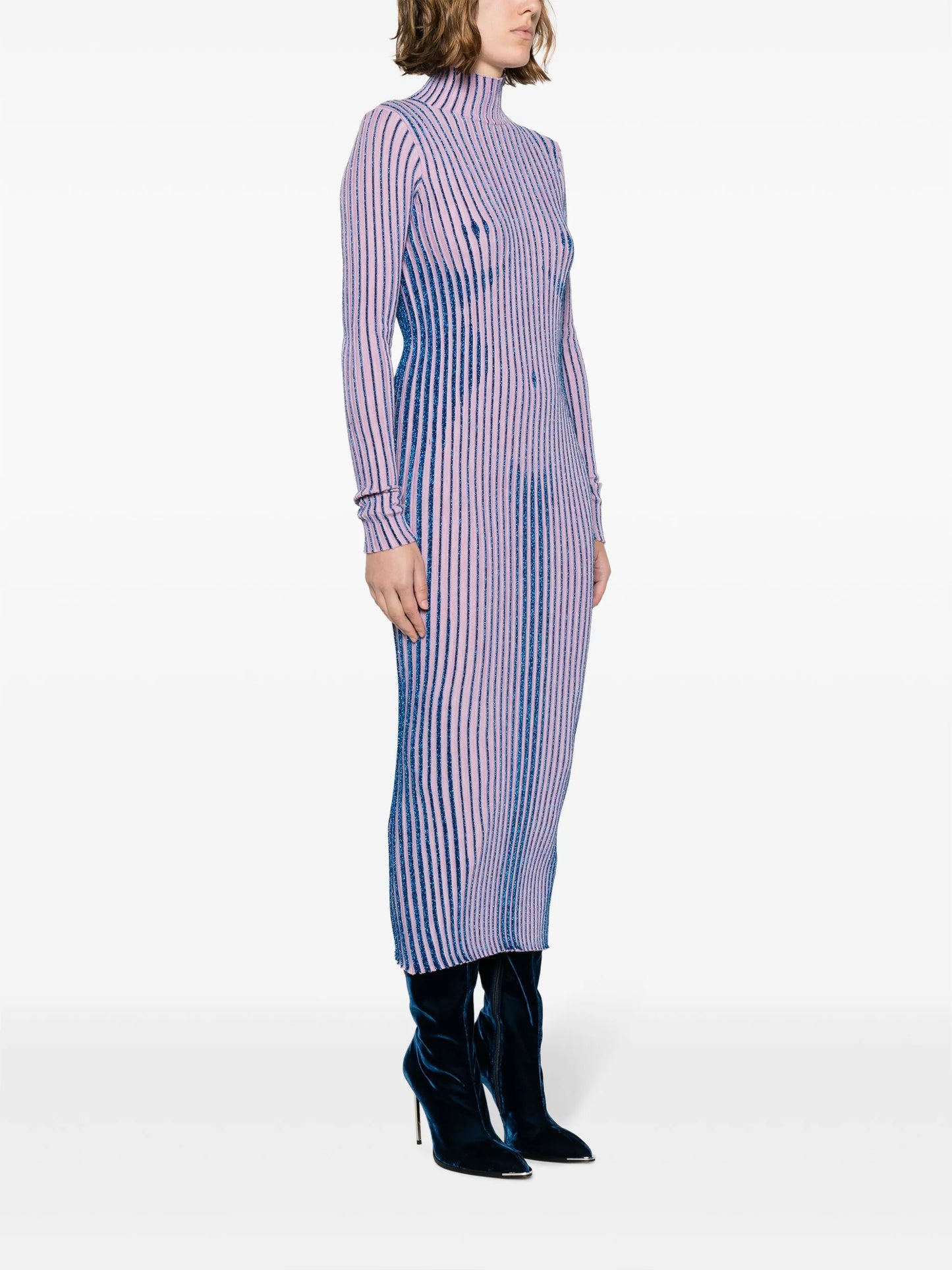 trompe l'oeil lurex midi dress