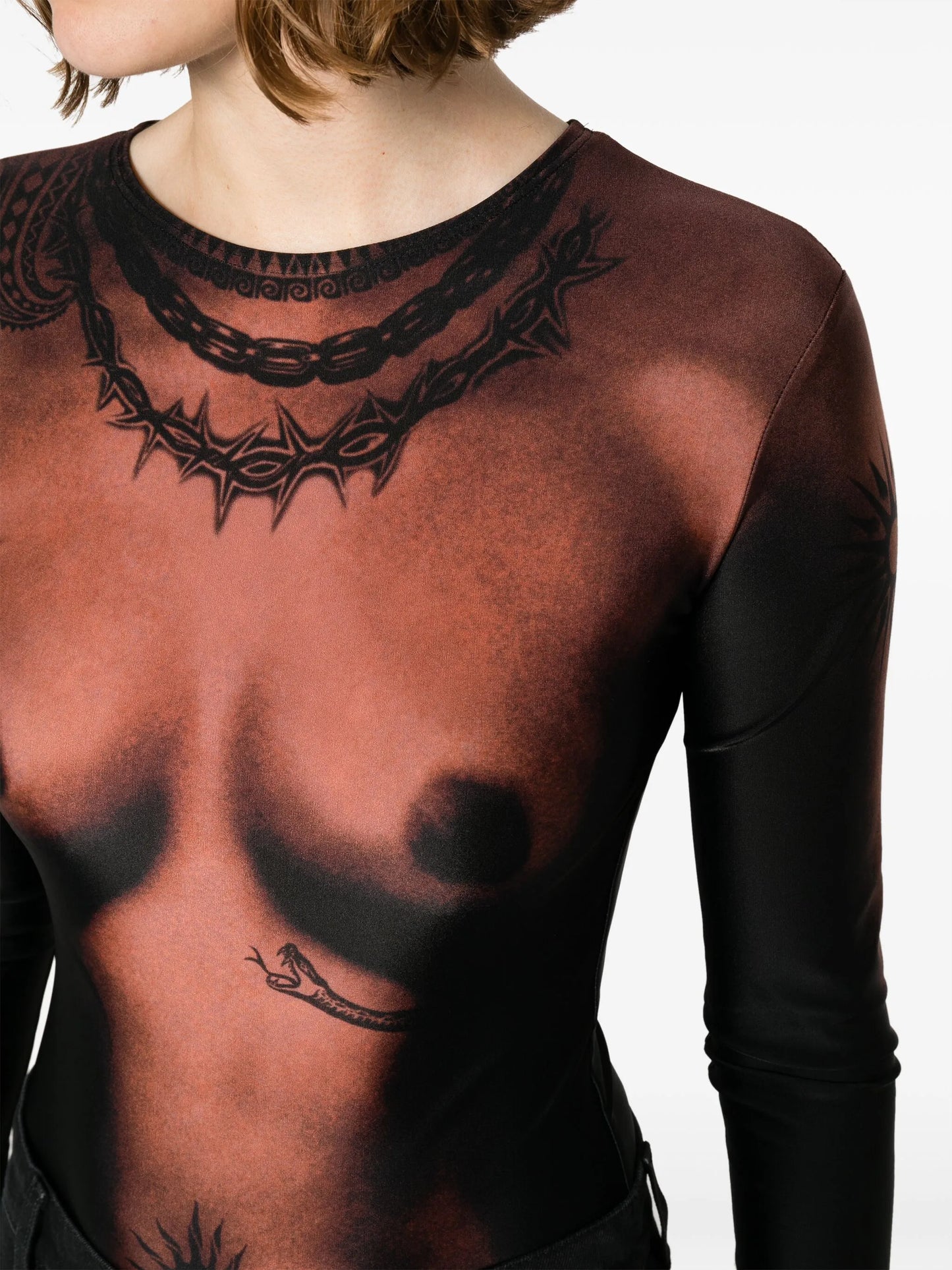 trompe l'oeil-print bodysuit