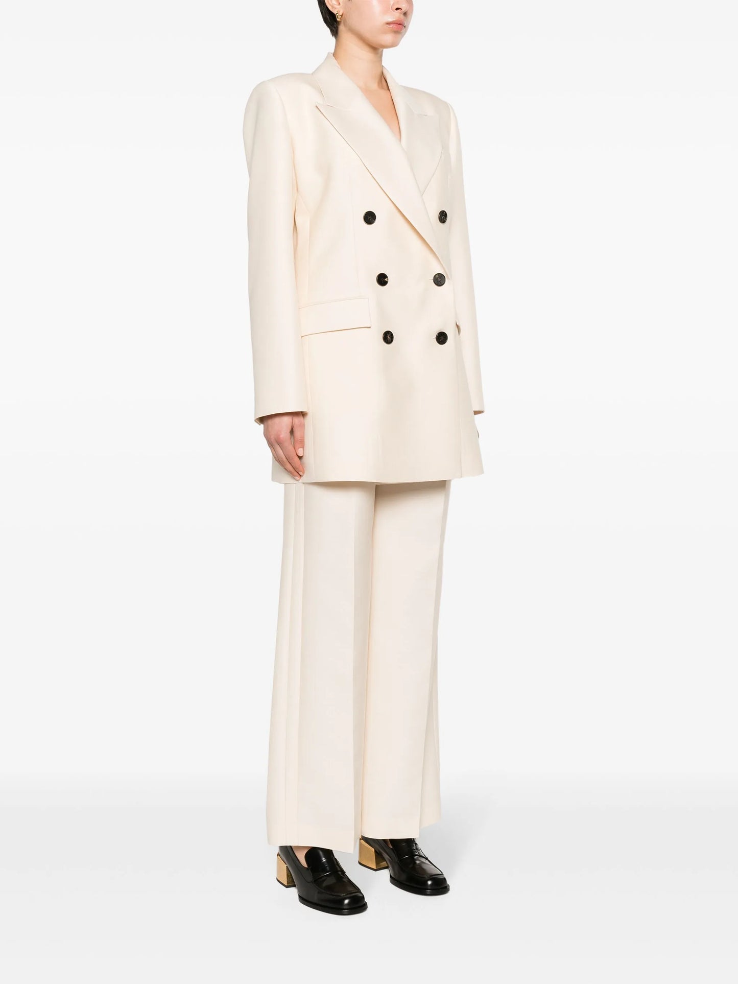 double-breasted wool-blend blazer