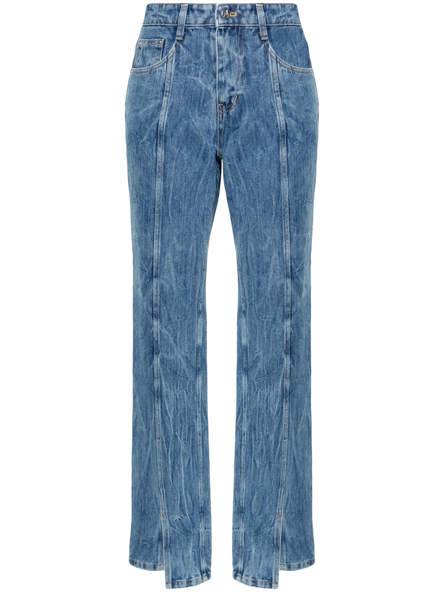 wrinkled-detailed cotton jeans
