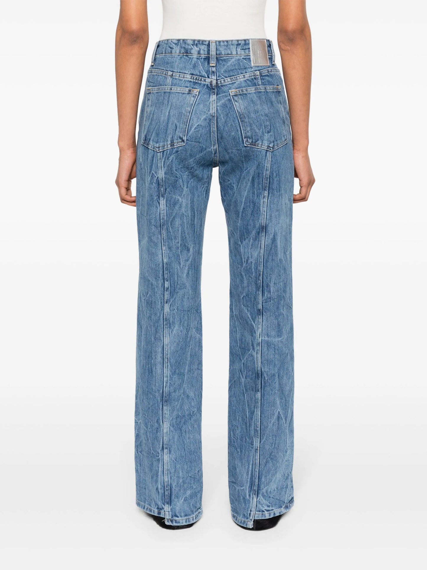 wrinkled-detailed cotton jeans