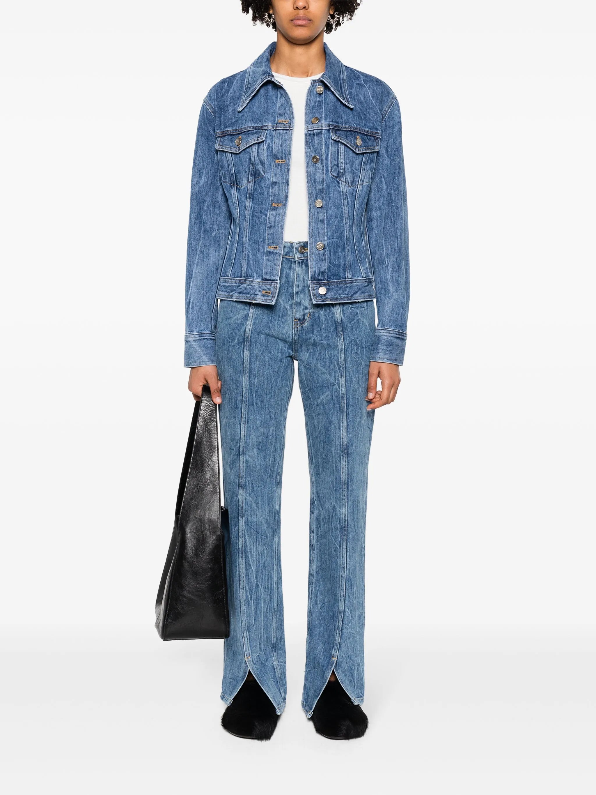vertical-seam denim jacket