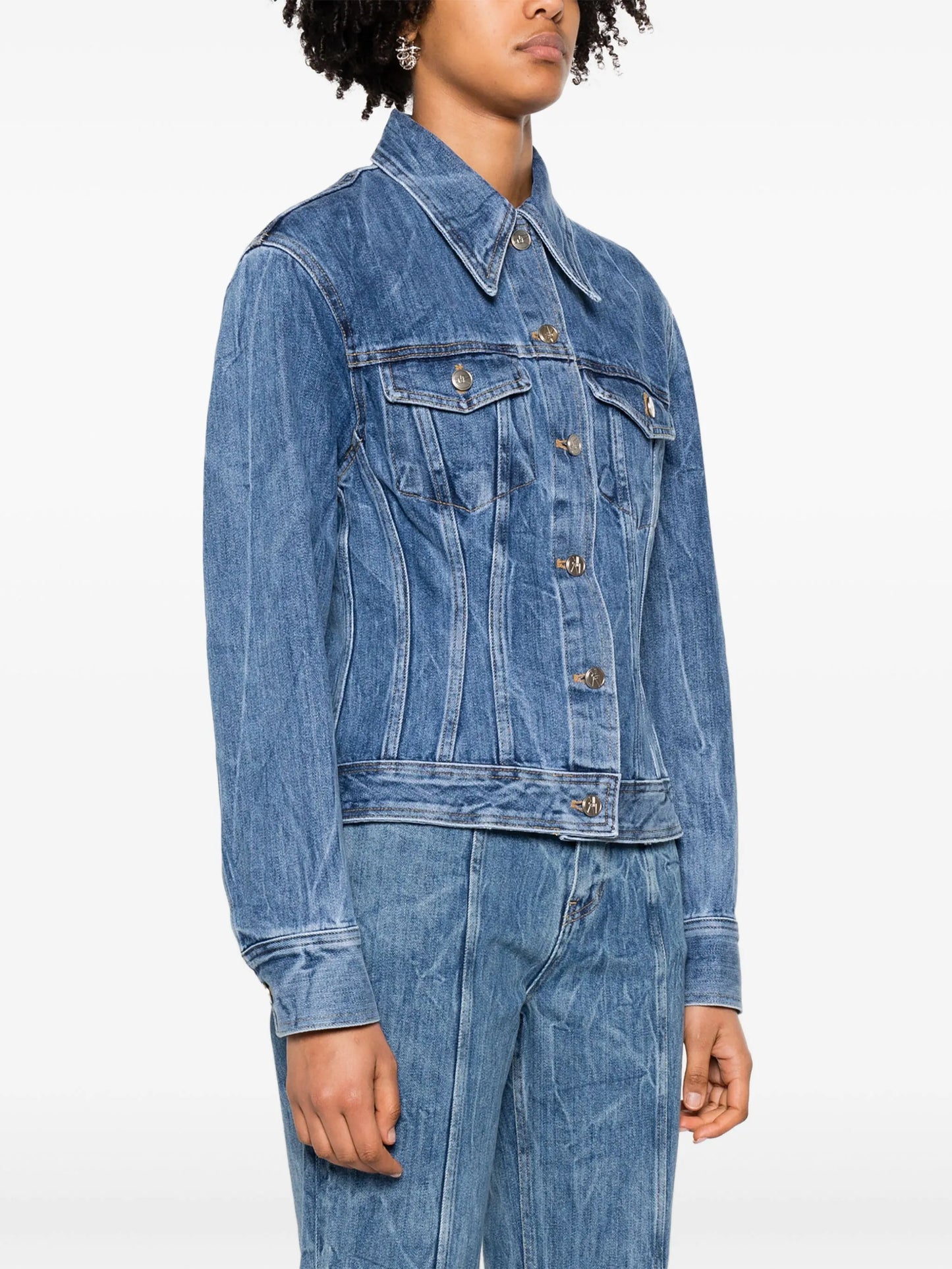 vertical-seam denim jacket