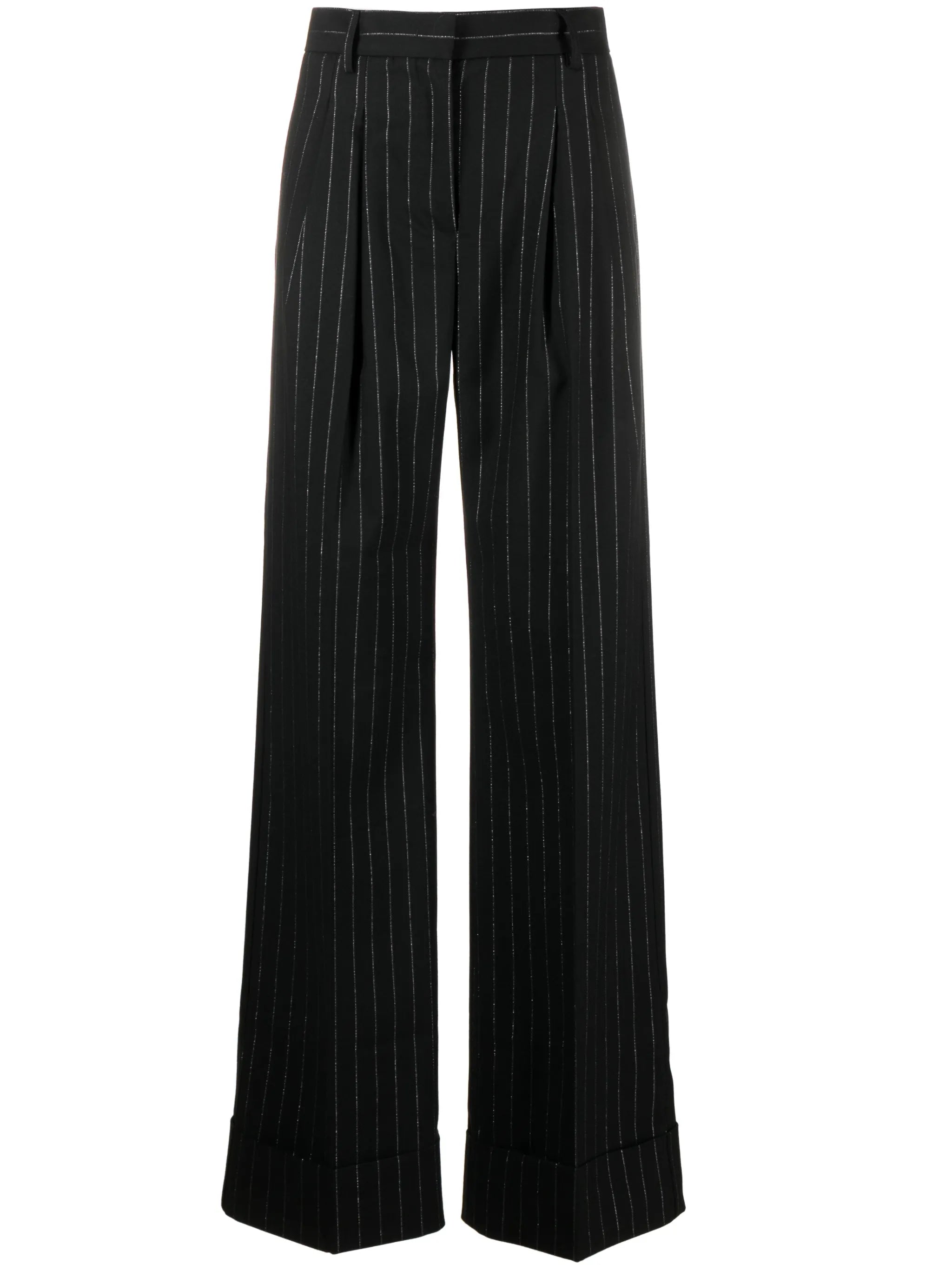 pinstripe wide-leg trousers