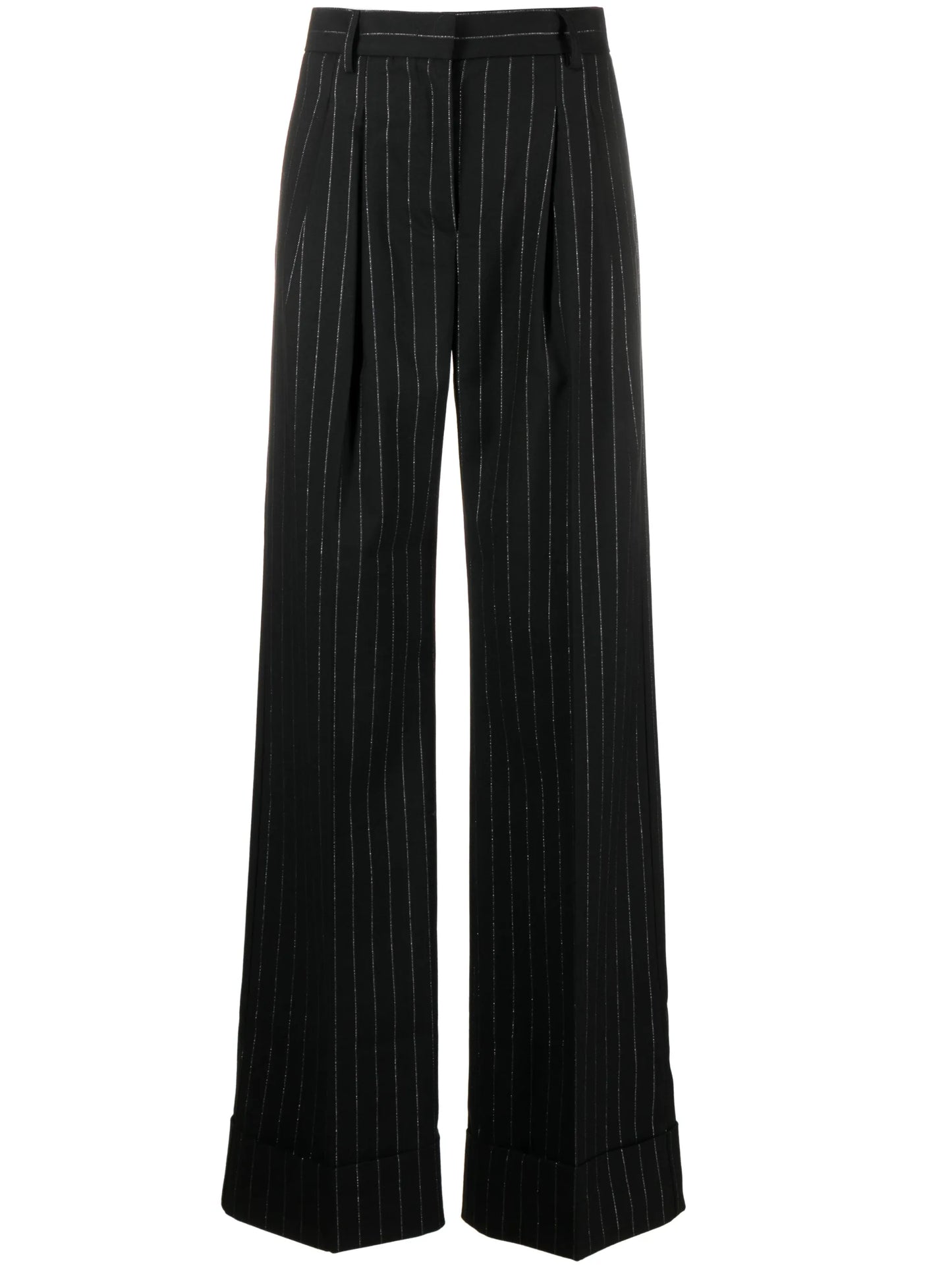 pinstripe wide-leg trousers