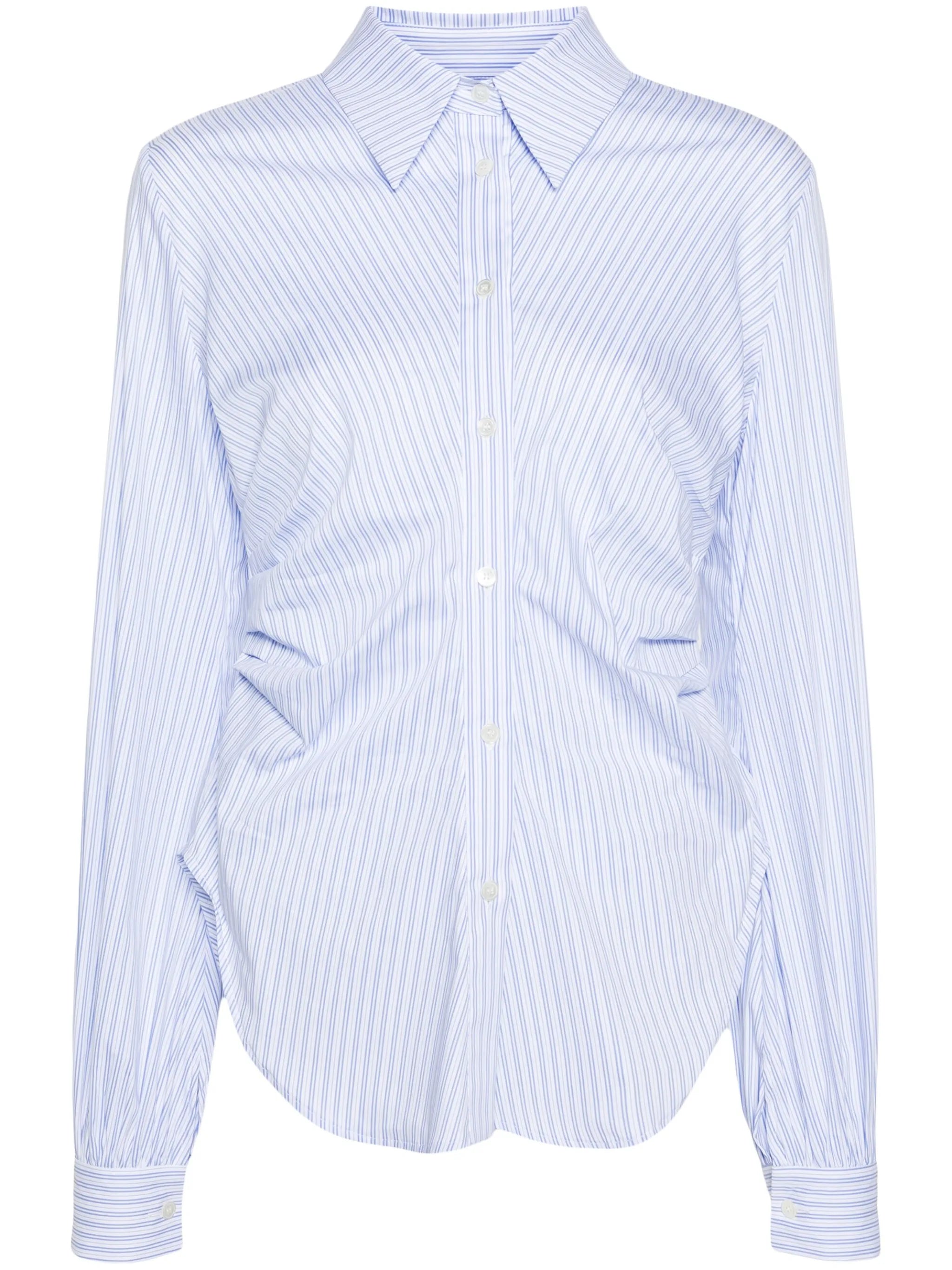 gathered-detail striped shirt