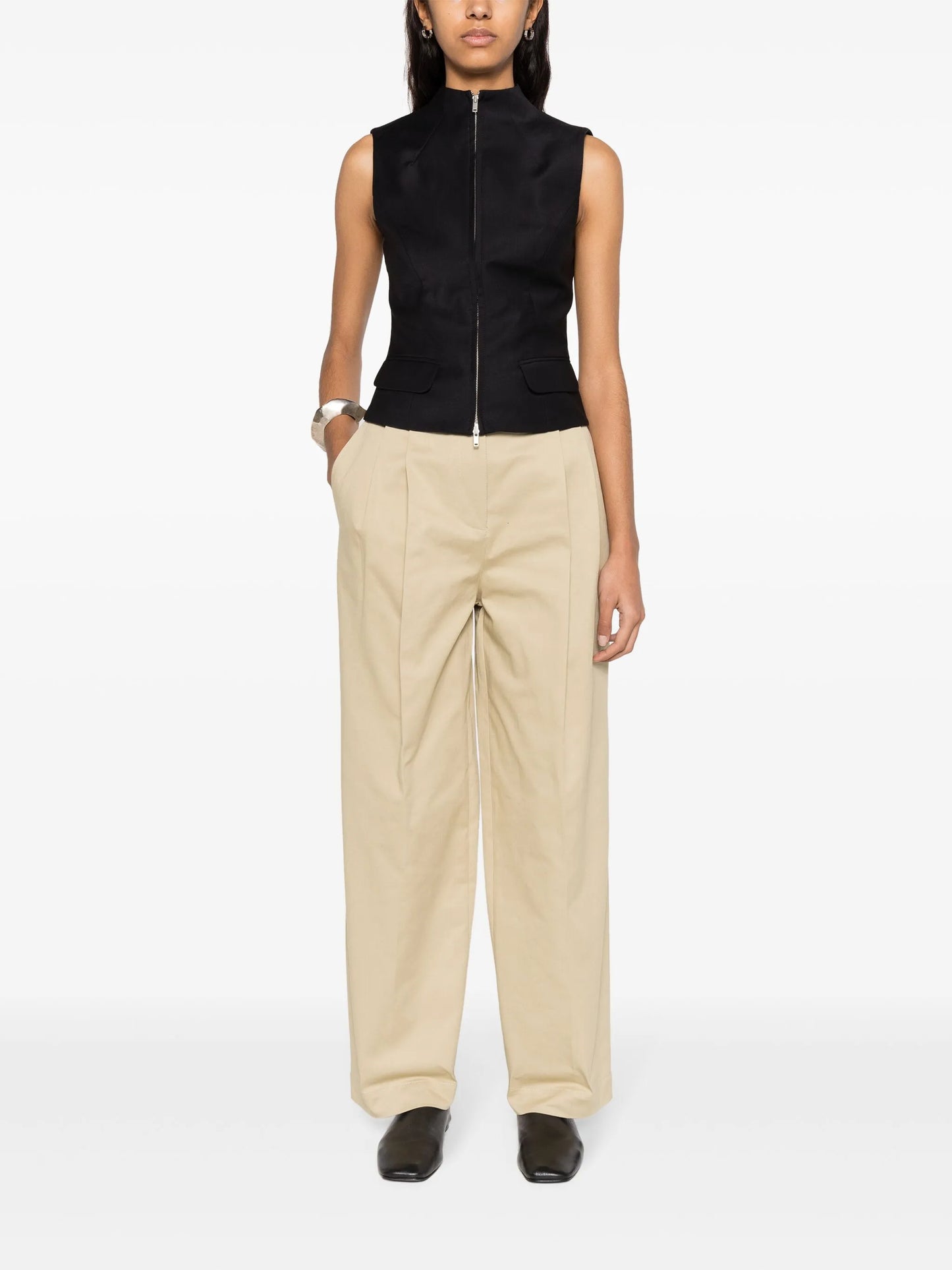 pleated cotton trousers
