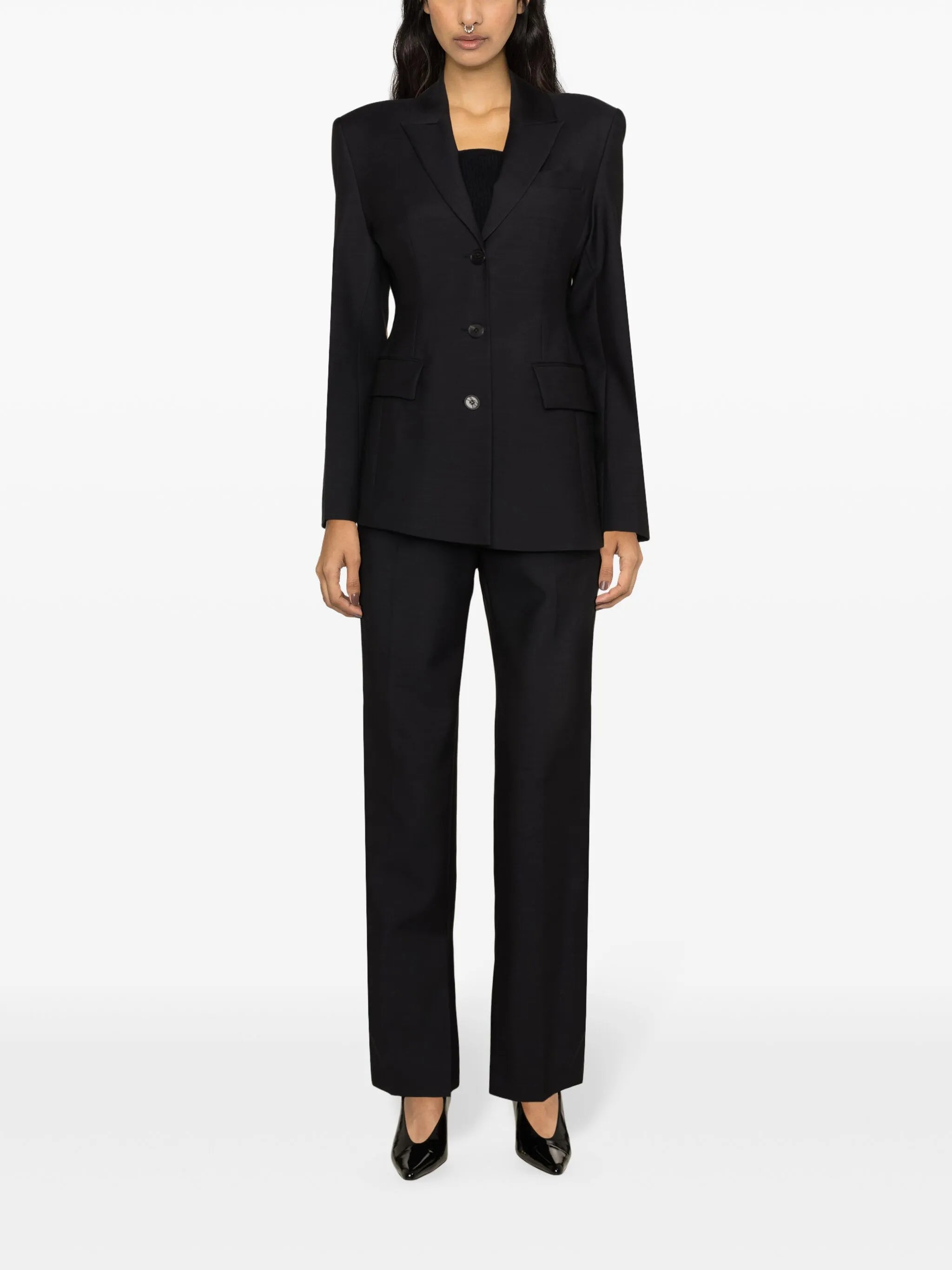 single-breasted wool-blend blazer