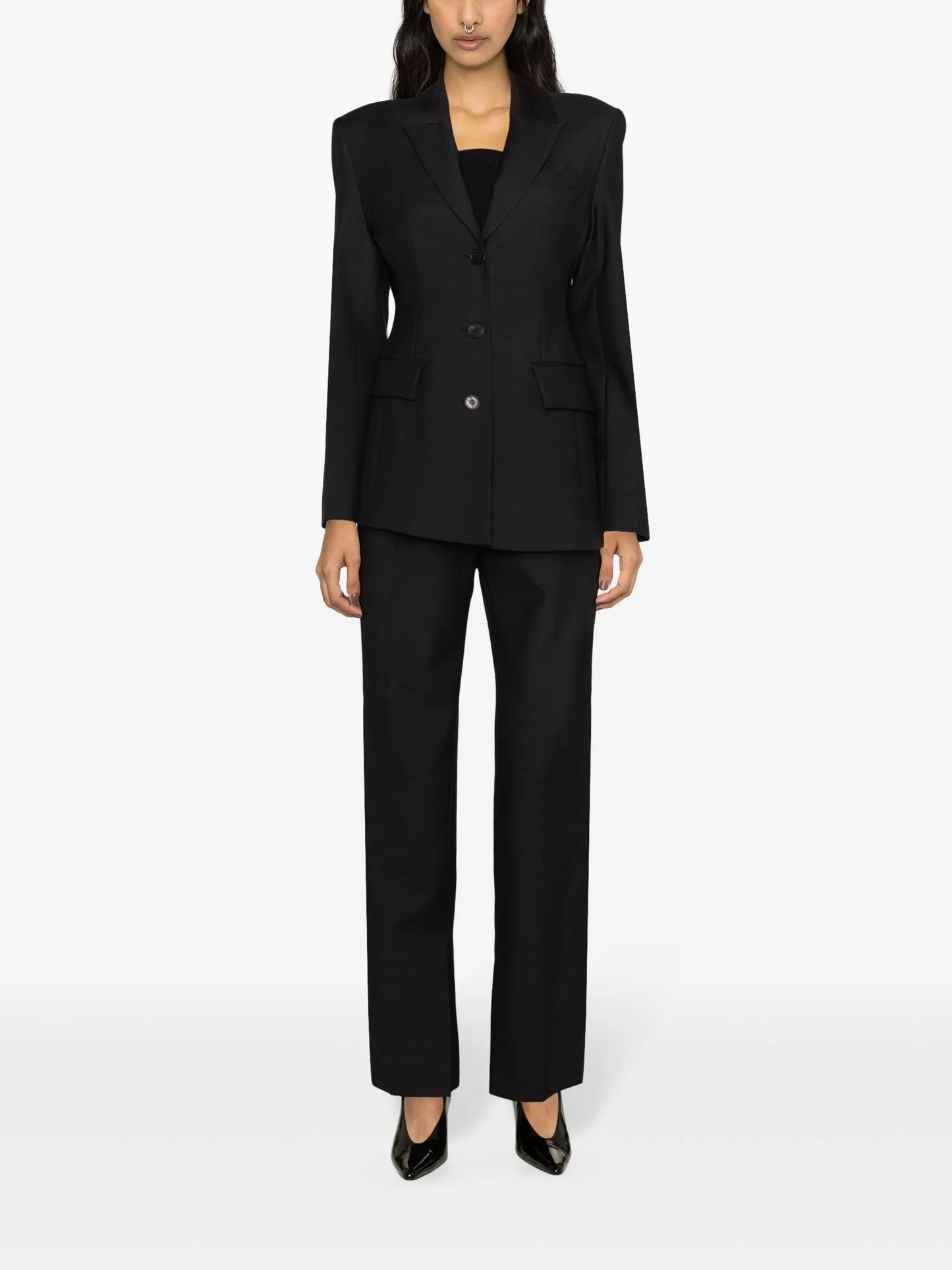 single-breasted wool-blend blazer