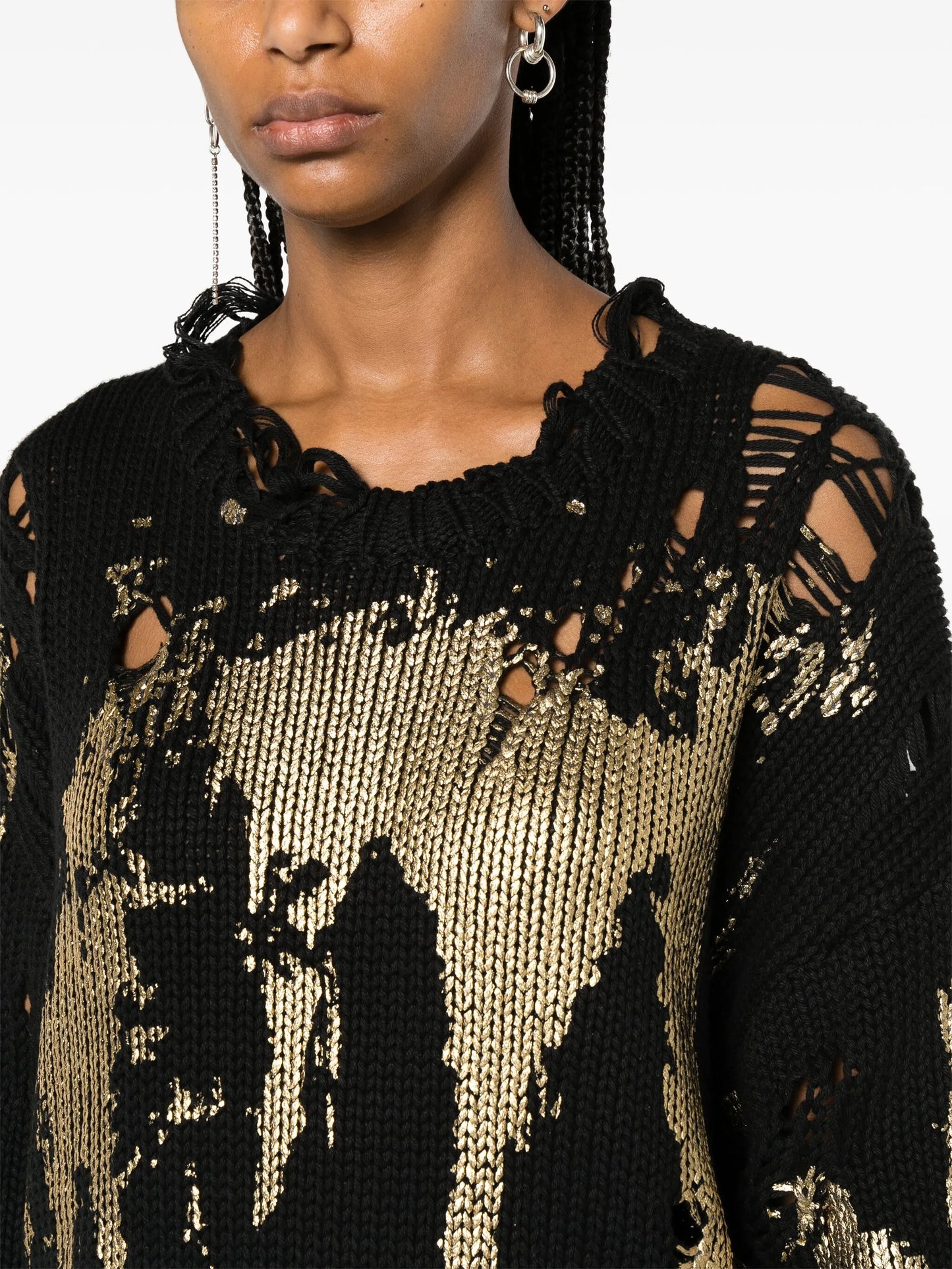 painterly-print distressed jumper