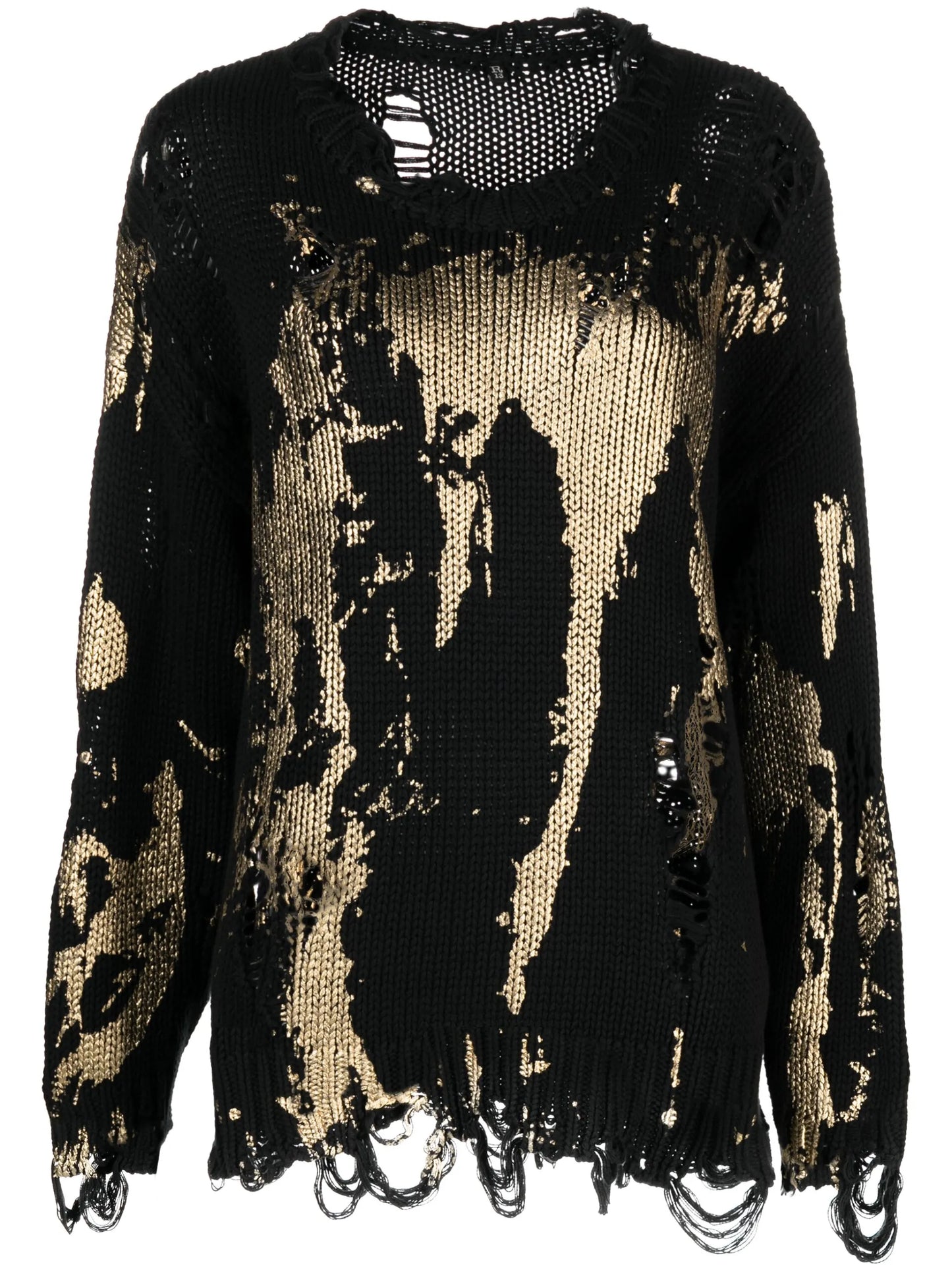 painterly-print distressed jumper
