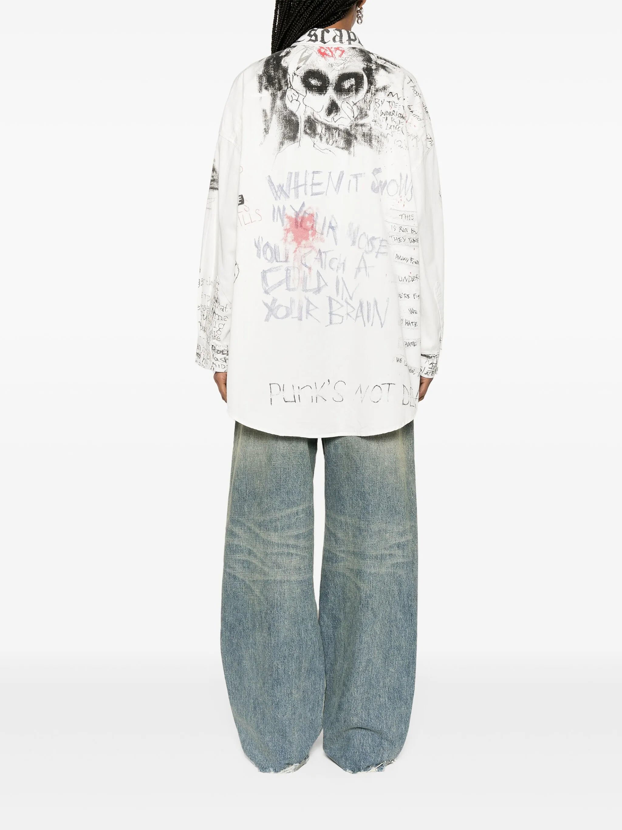 sketch-print cotton shirt