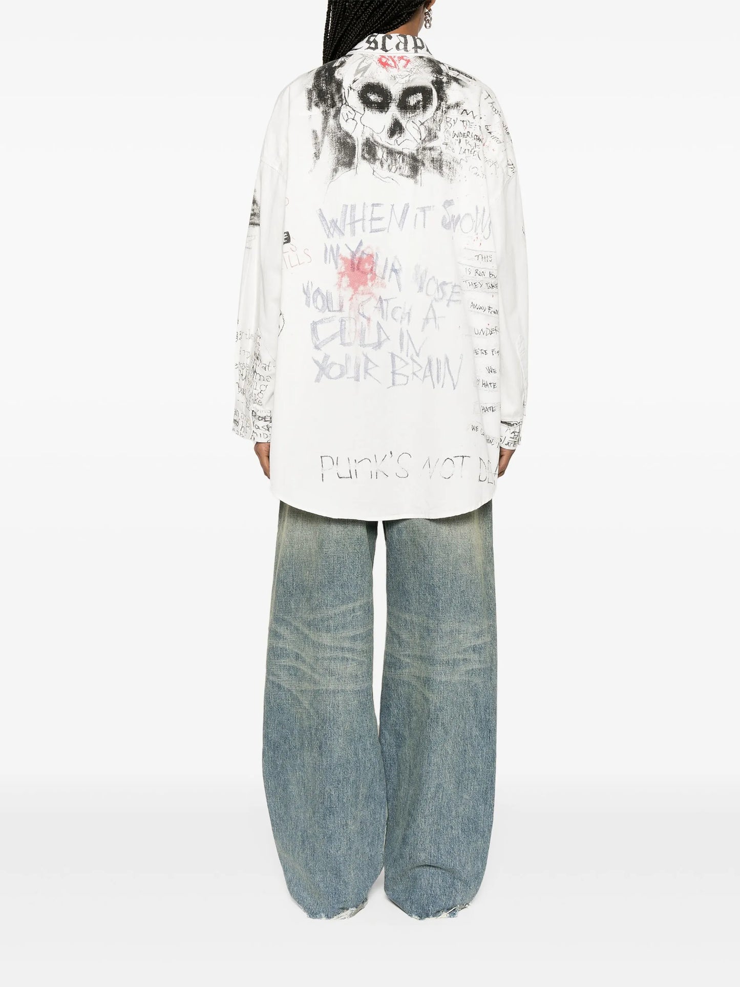 sketch-print cotton shirt