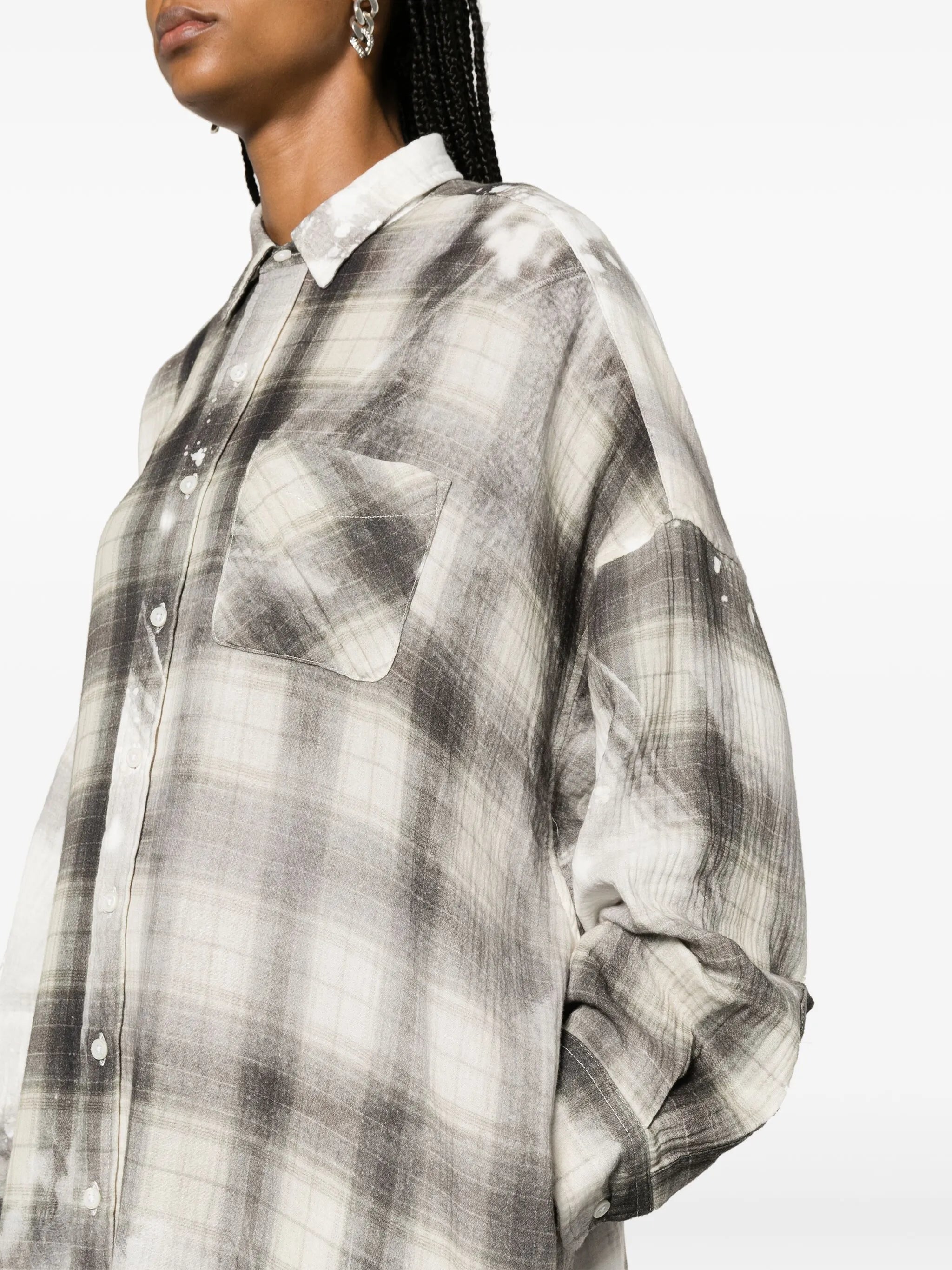 Jumbo bleached-effect shirtdress