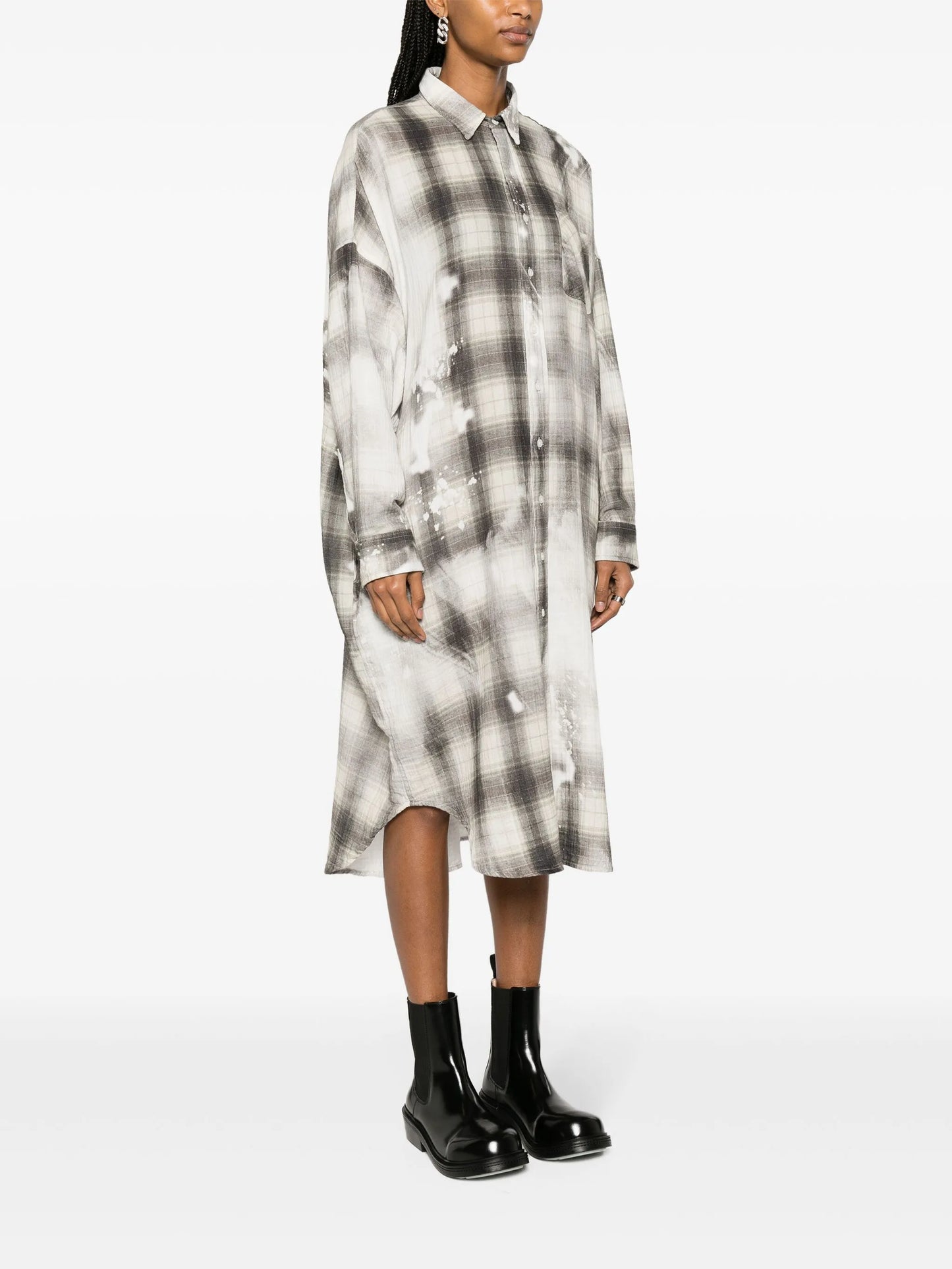 Jumbo bleached-effect shirtdress