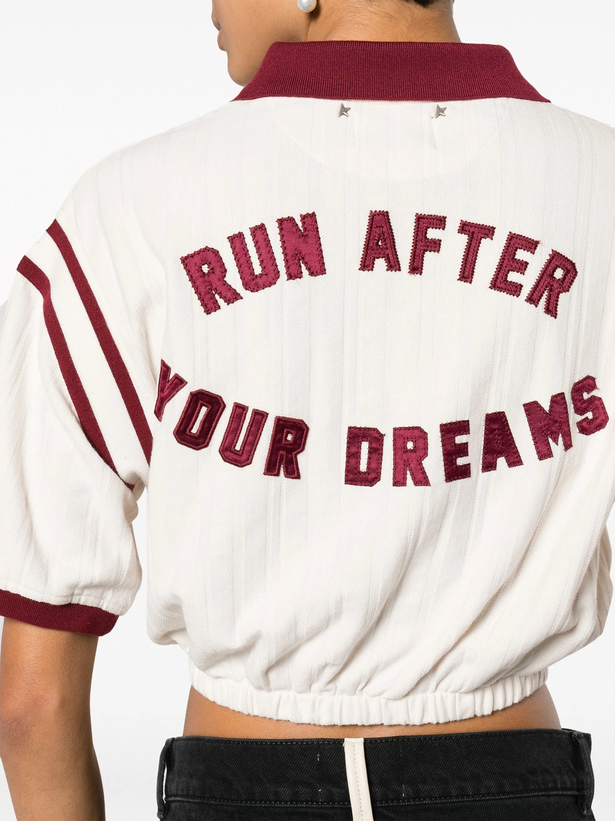 x Sunmi slogan-patch crop top