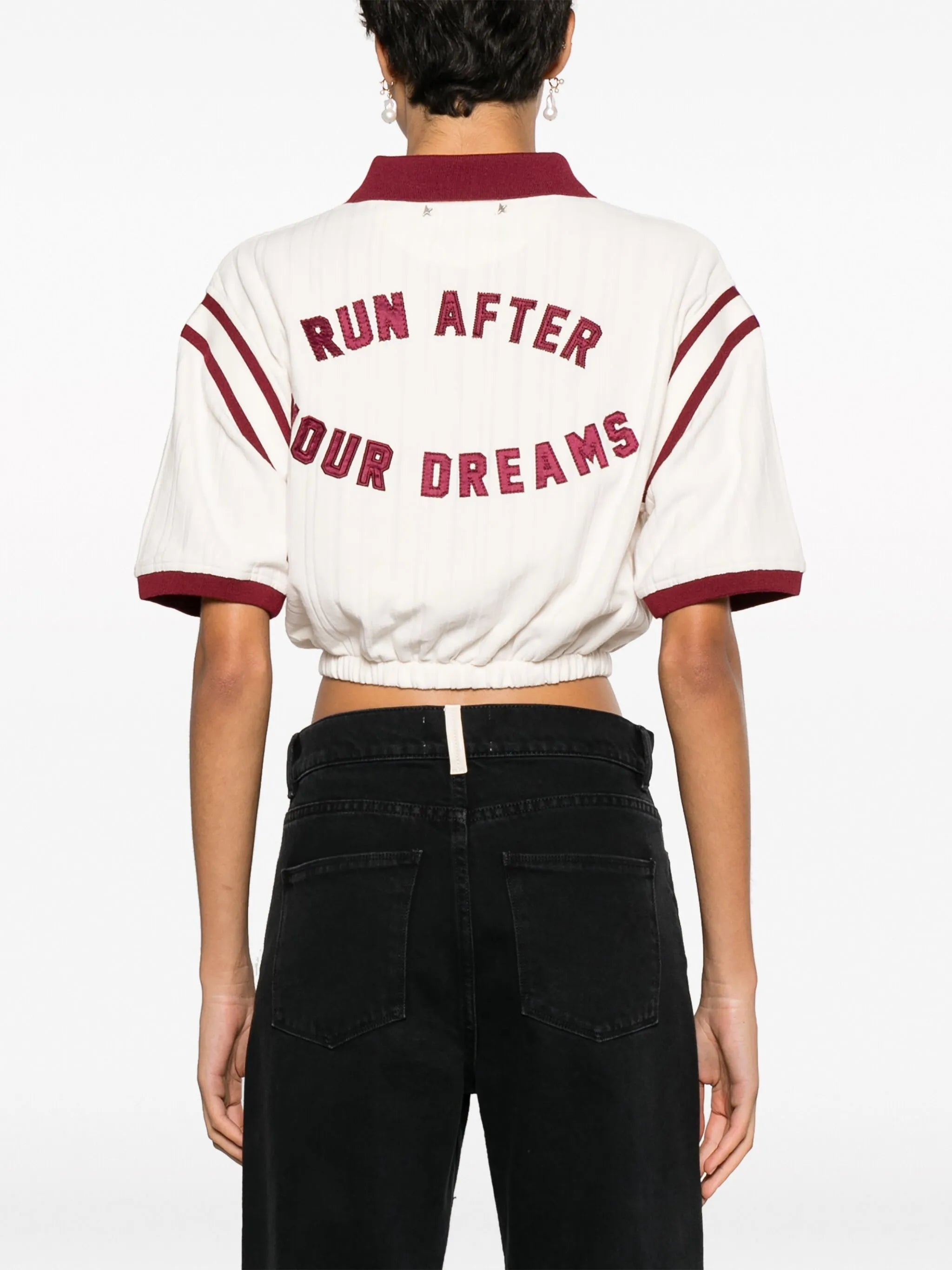 x Sunmi slogan-patch crop top