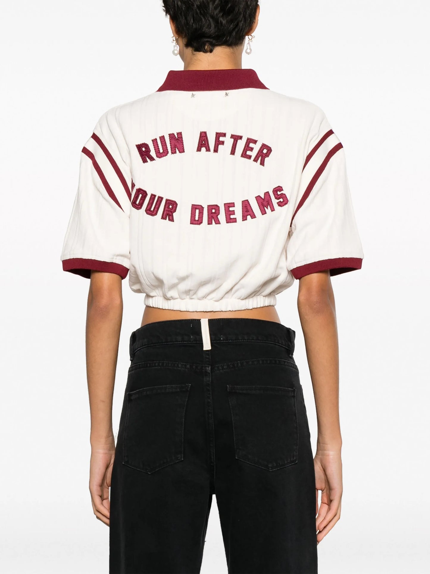 x Sunmi slogan-patch crop top