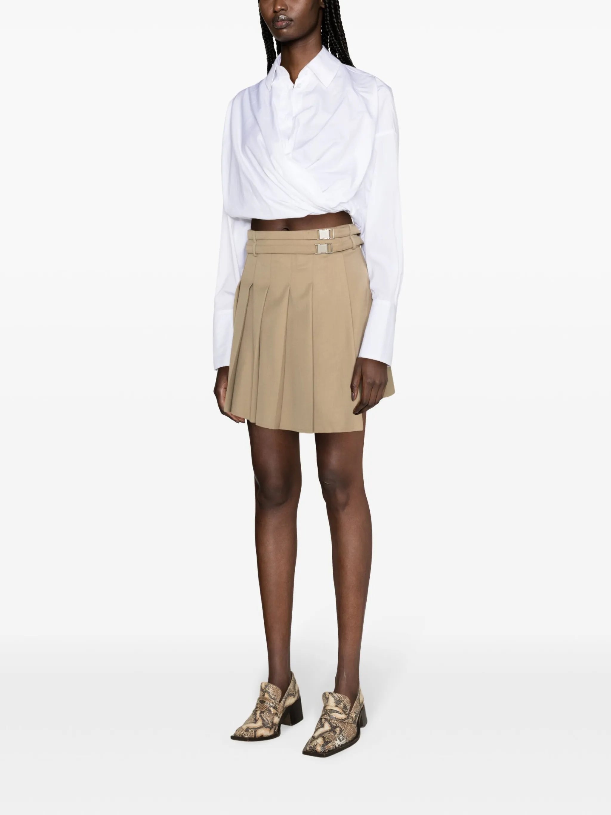 Unbalance pleated miniskirt